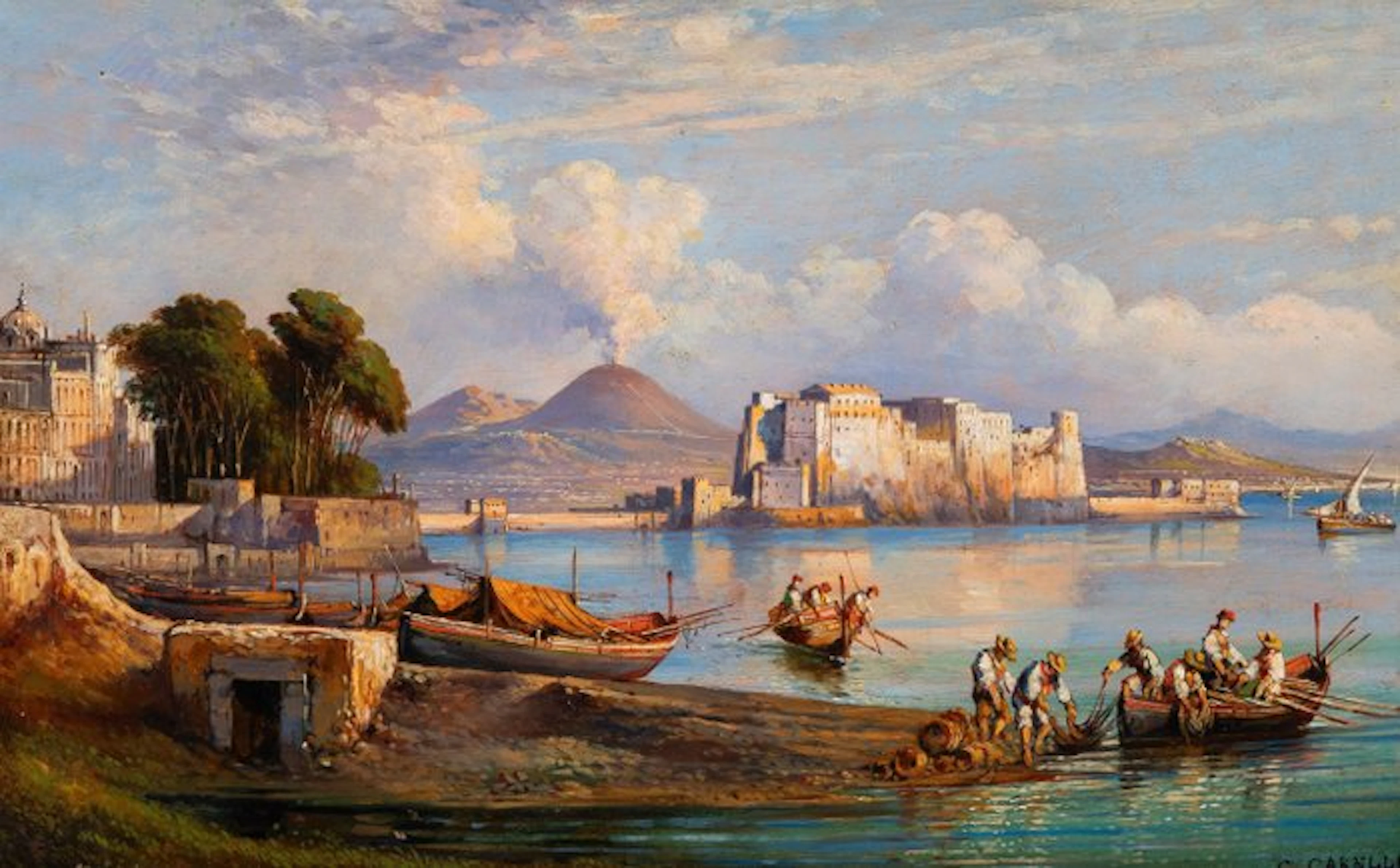 Consalvo Carelli (1818-1900) - Mattino sulla spiaggia di Chiatamone
