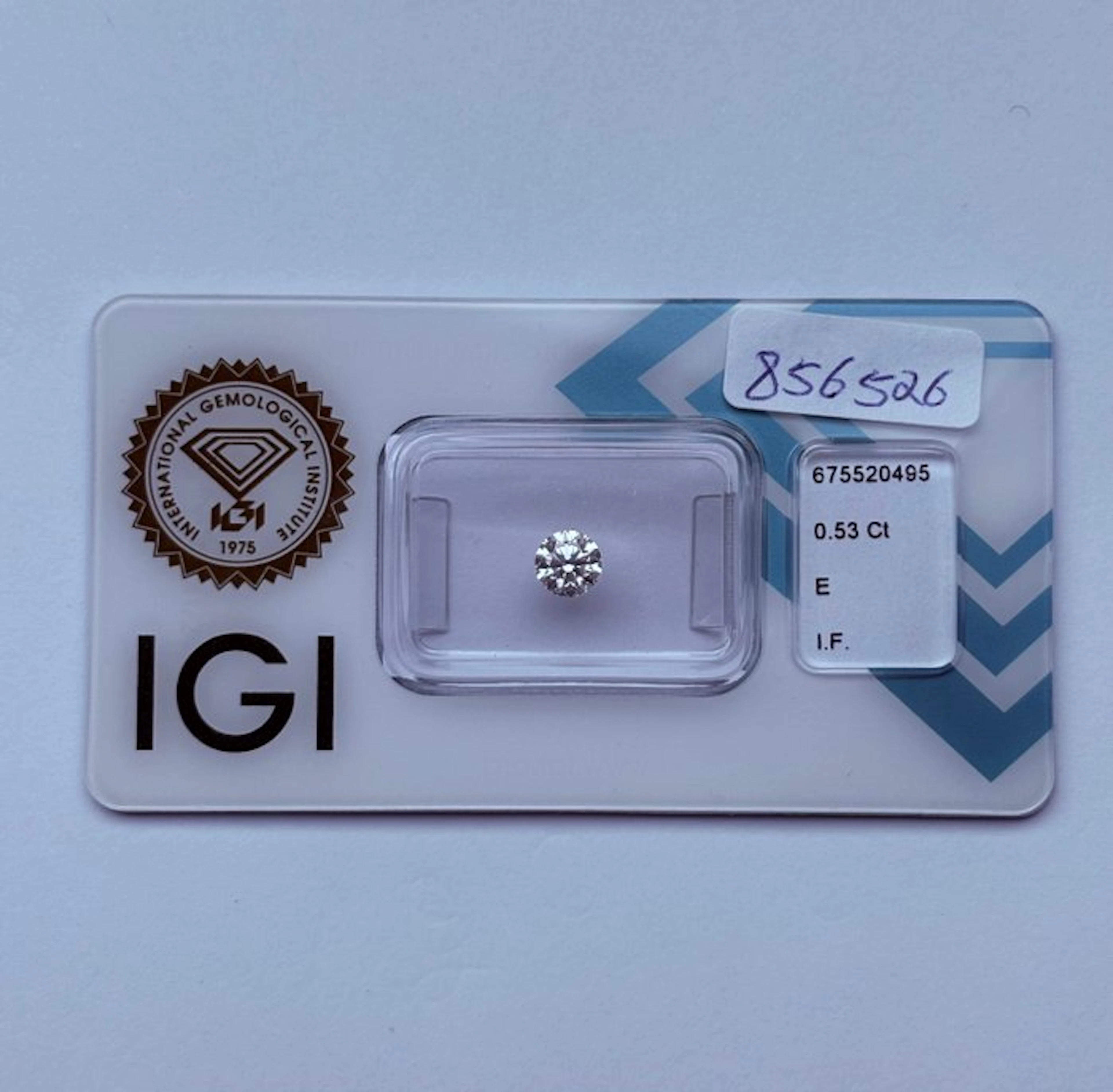 1 pcs Diamond (Natural) - 0.53 ct - Round - E - IF...