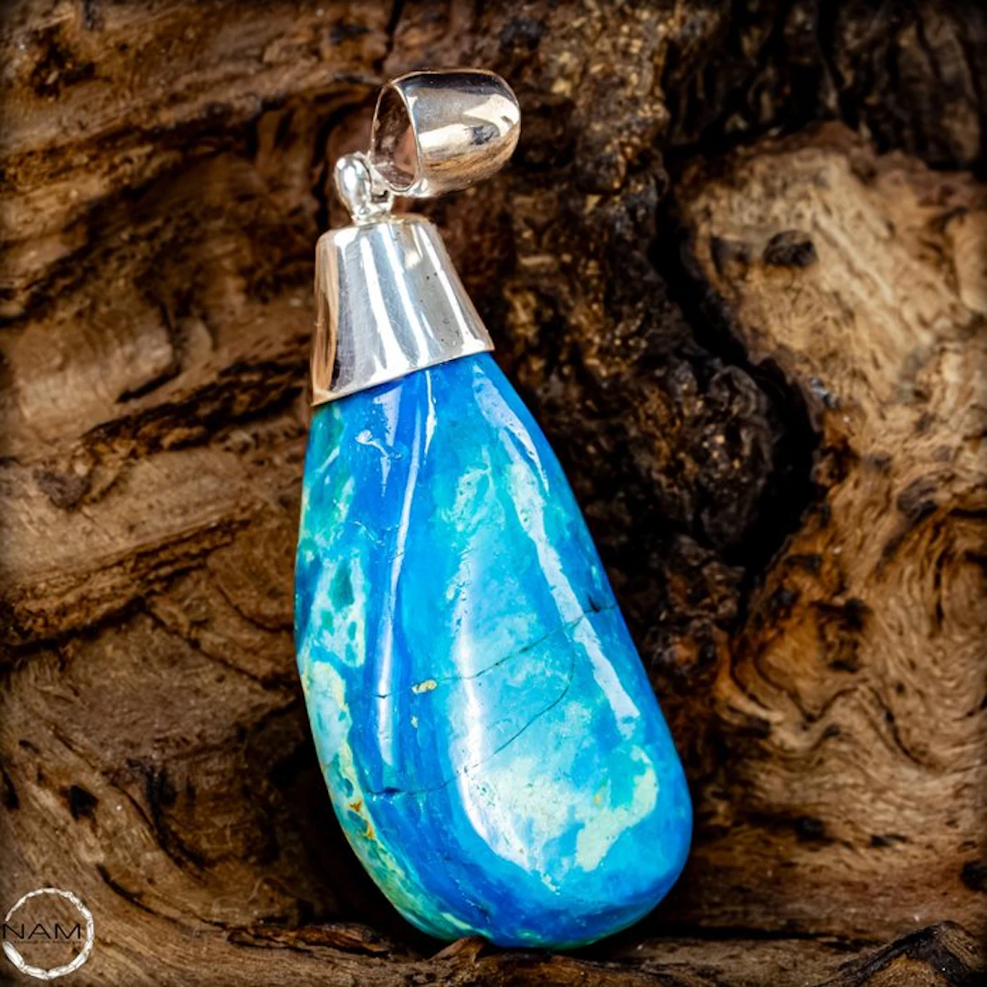 Noble azurite-malachite pendant – natural one-of-a-kind...