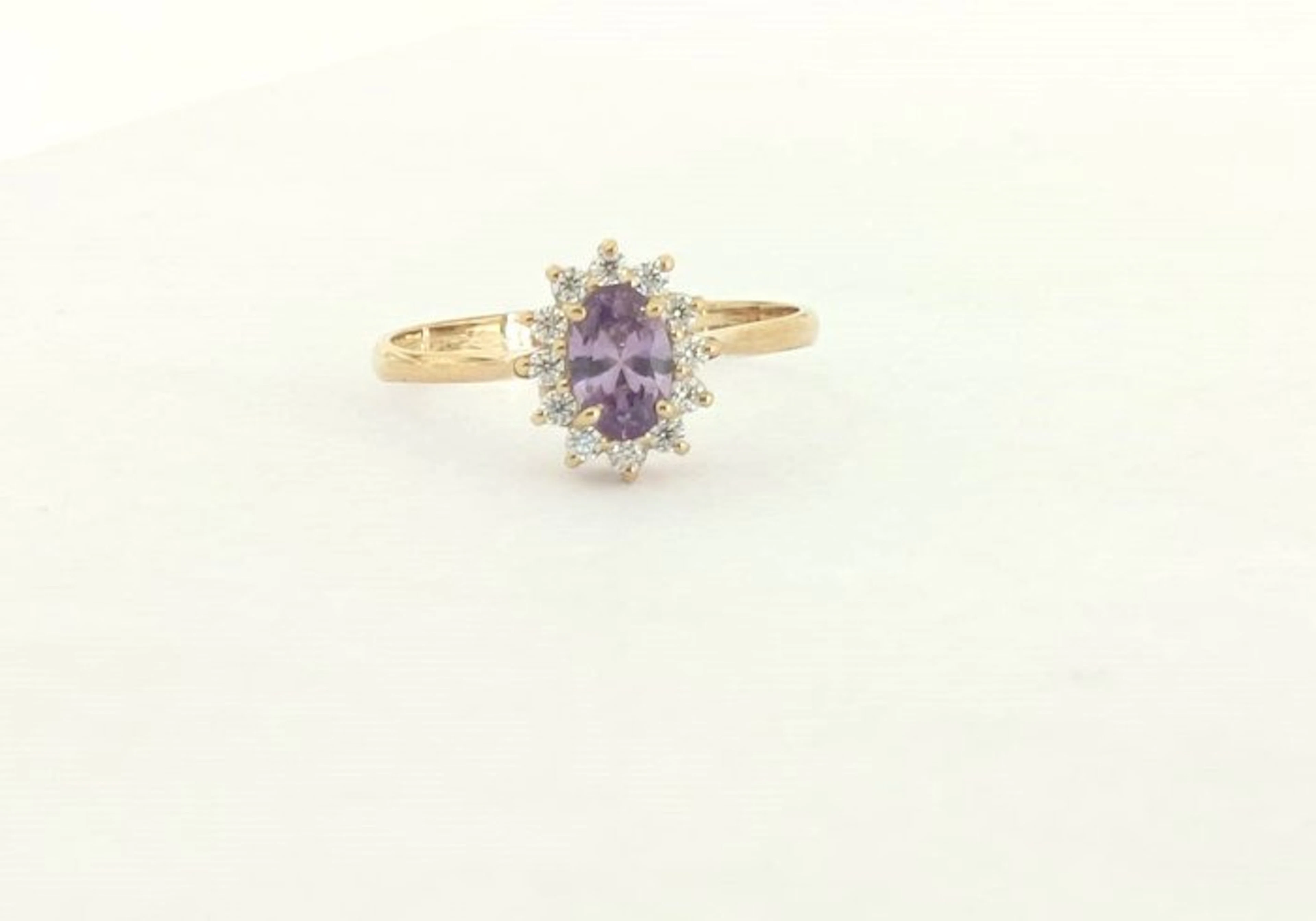 Ring - 18 kt. Yellow gold Diamond (Natural) - Amethyst