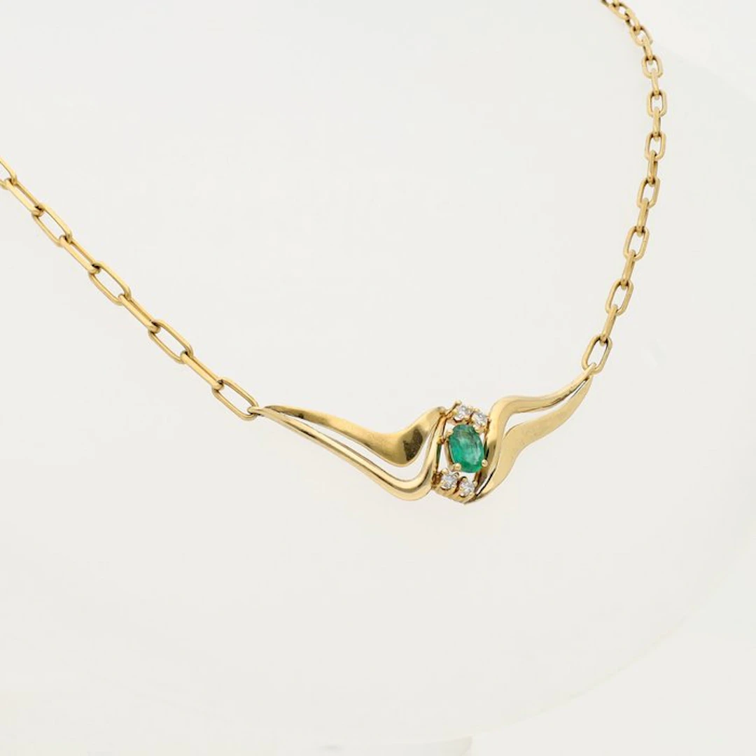 Necklace - 18 kt. Yellow gold Tourmaline - Diamond