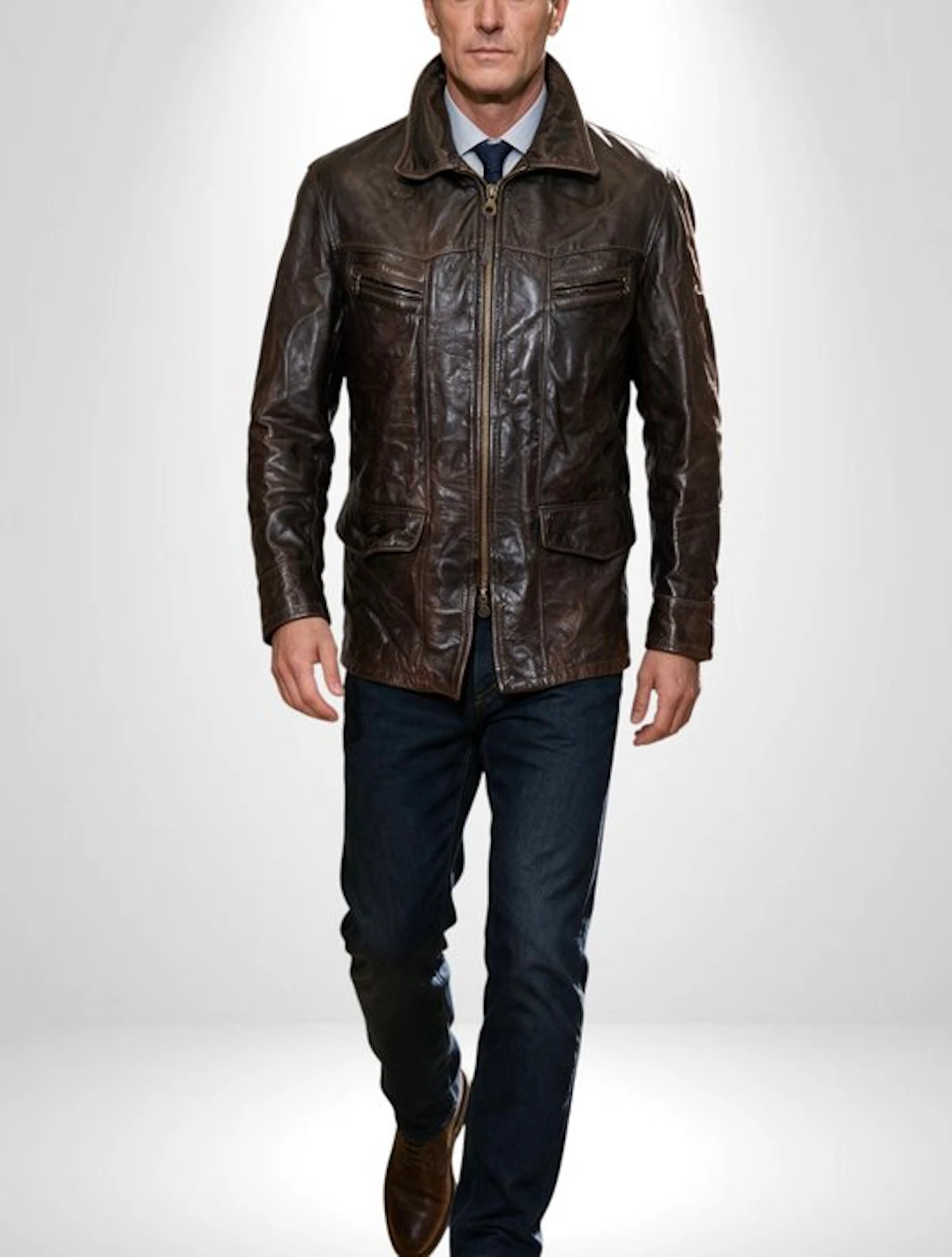 MARLBORO Classic 100% Genuine Leather aviator Jacket Coat...