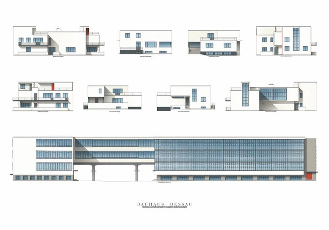 Walter Gropius (After) - Bauhaus Dessau Architecture Artprint - 100 x 70 cm