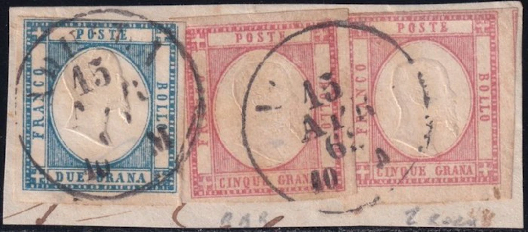 Neapolitan Provinces 1861 - 2 g + 5 g purple × 2 samples