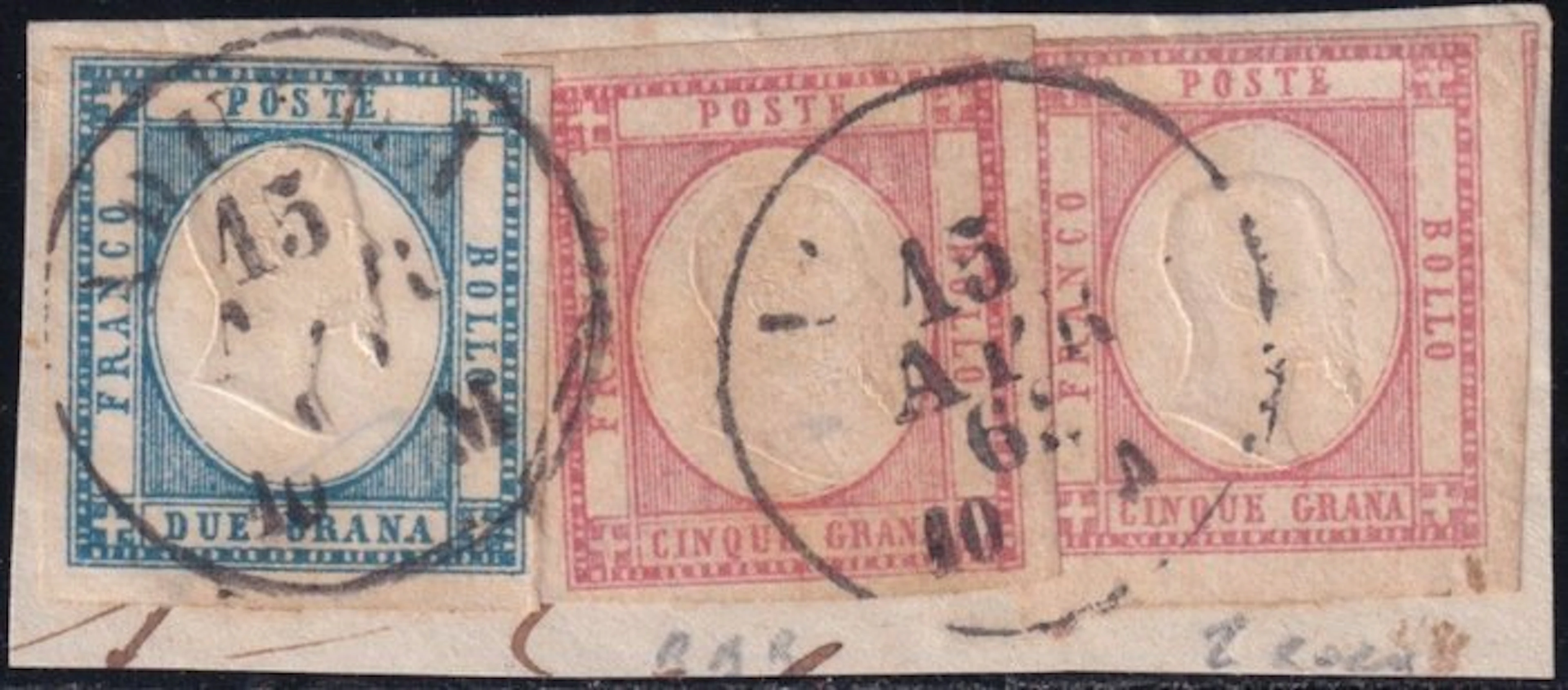 Neapolitan Provinces 1861 - 2 g + 5 g purple × 2 samples