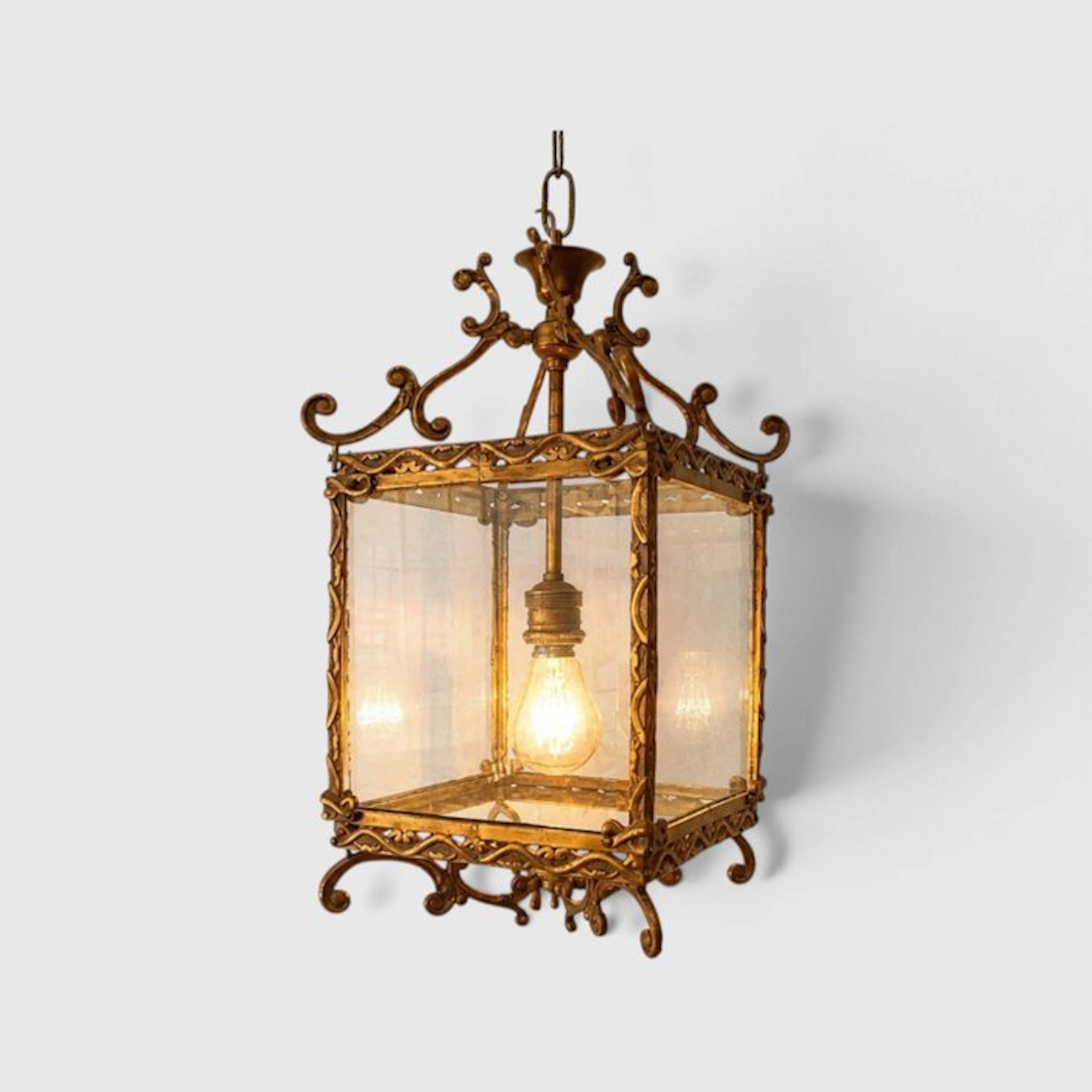 Lantern - Elegant Louis XV Style Hanging Lantern - Bronze...