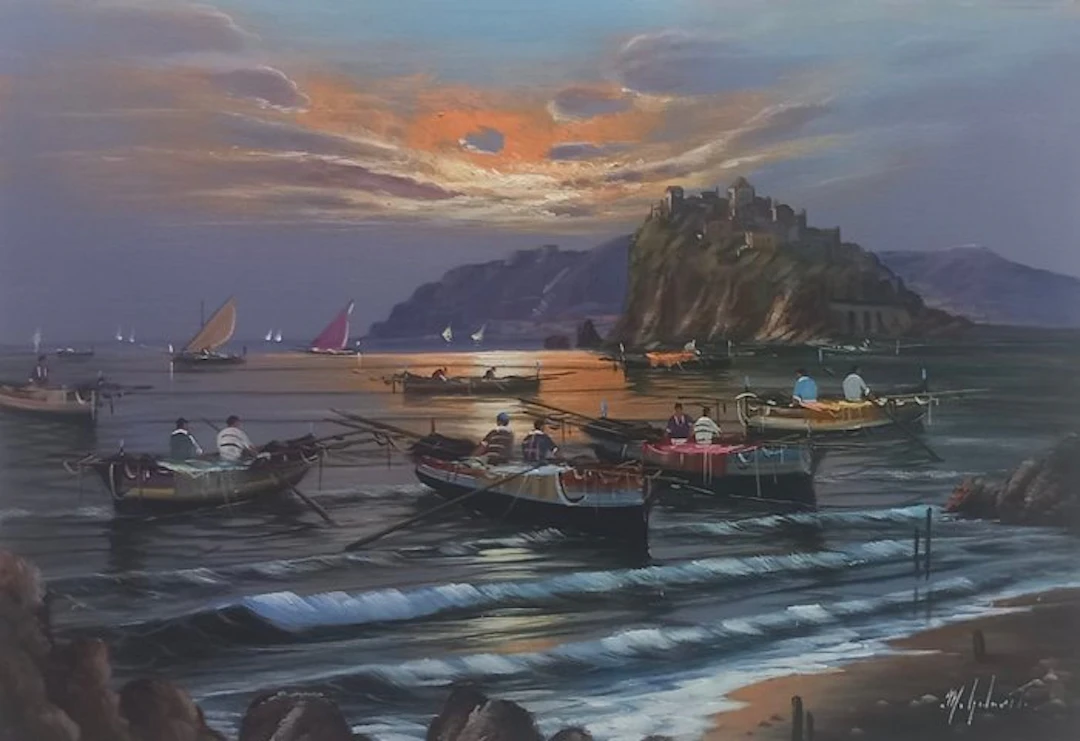 Mario Galanti (XX) - Pescatori al monte di Procida