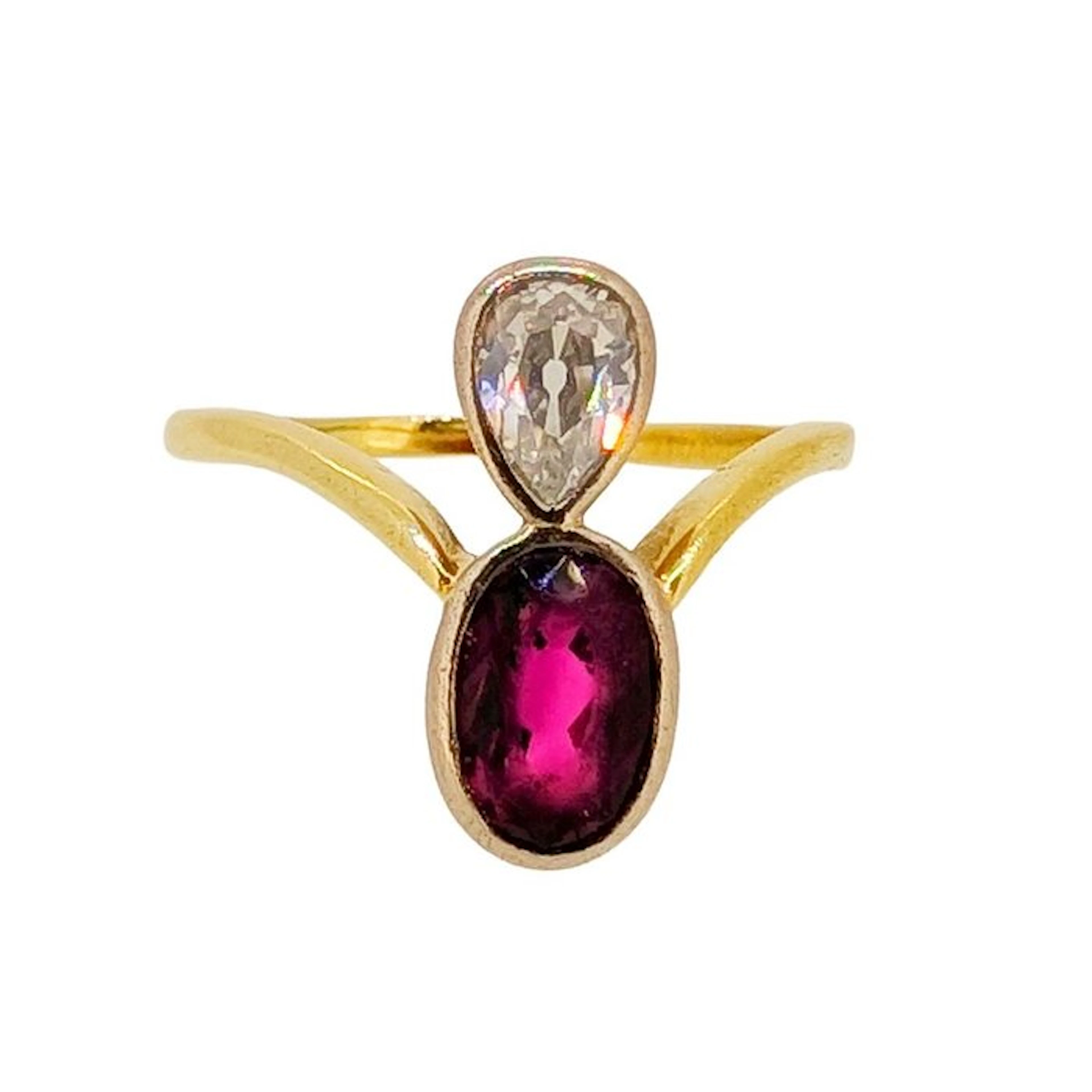 Ring - 14 kt. Yellow gold - 1.62ct. tw. Tourmaline - Diamond
