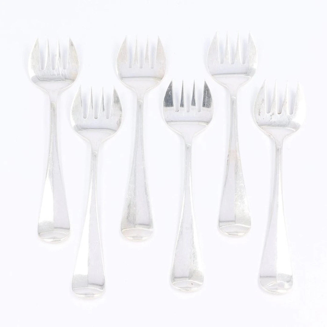 NO RP - Zilverfabr. Voorschoten - Haags Lofje - Oyster fork (6) - .833 silver