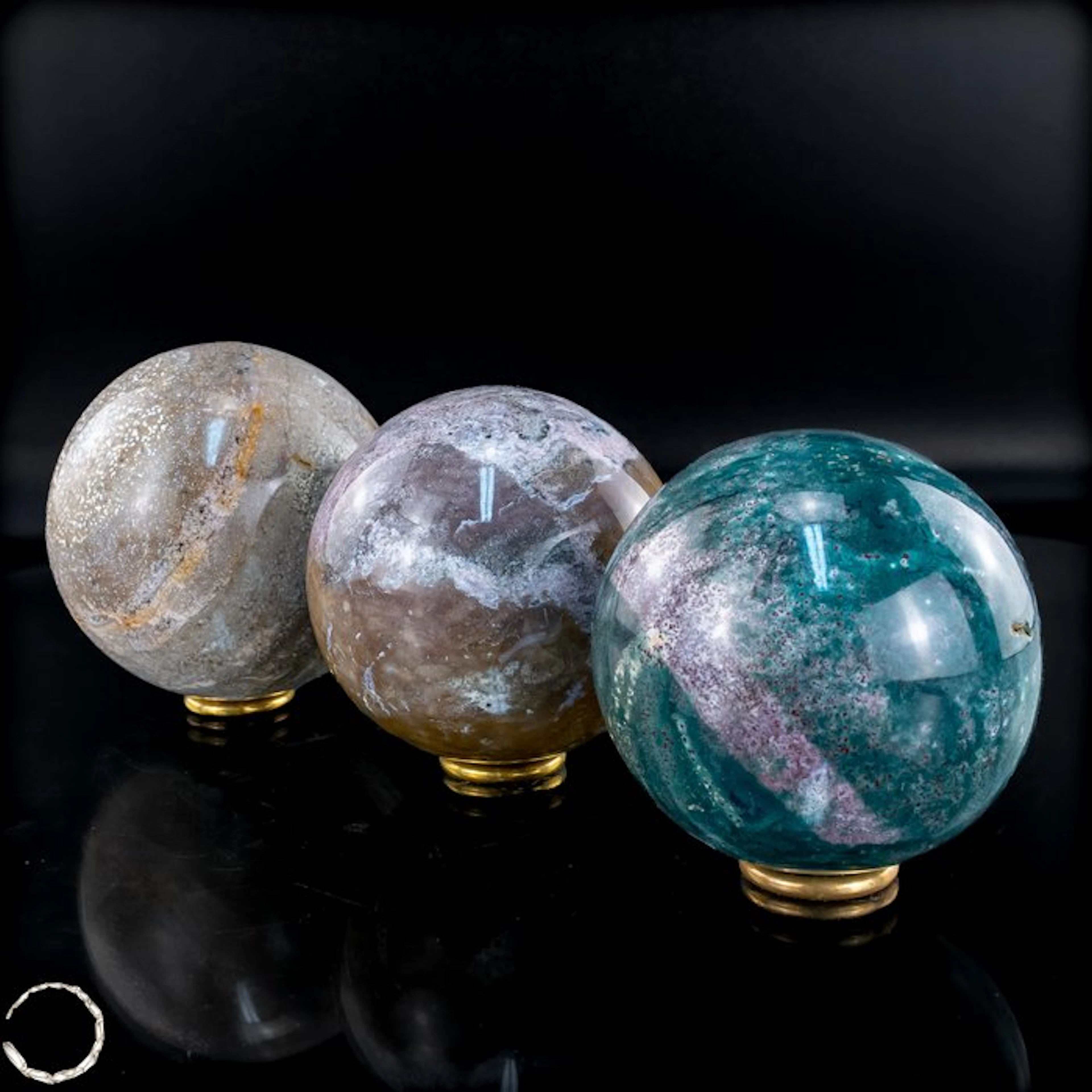 Ocean Jasper Sphere Set – Unique natural art with...