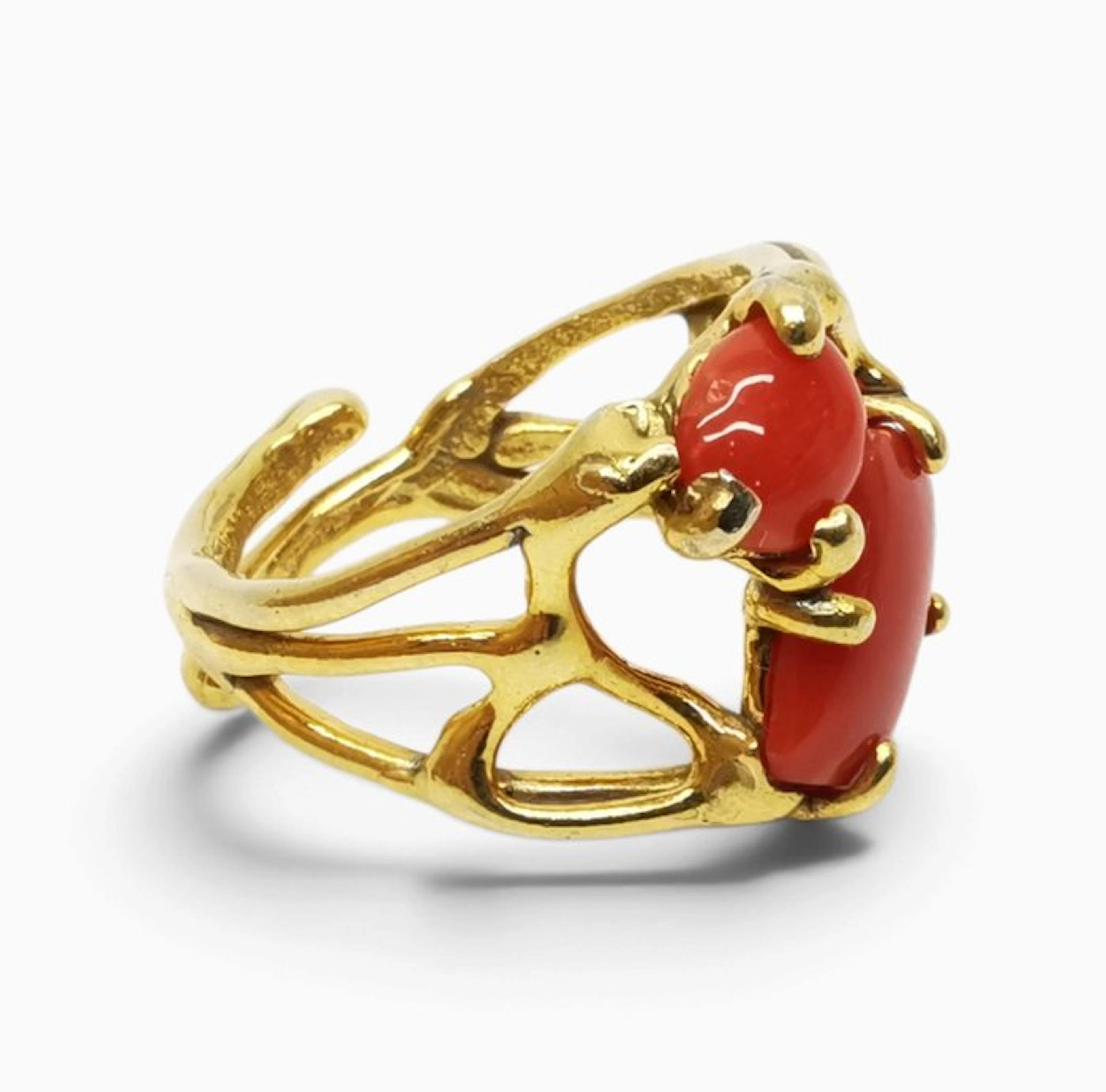 Coral - Sterling Silver 925 - Ring - Italian craftsmanship