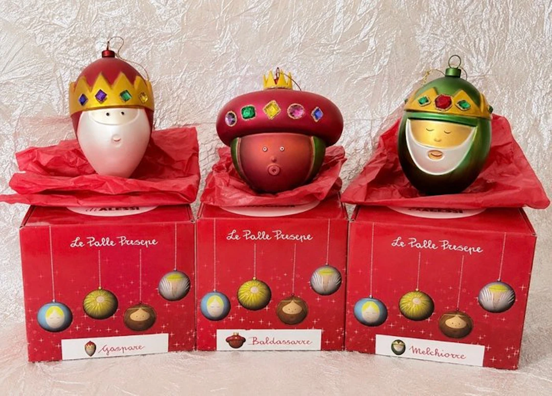 Marcello Jori - Christmas baubles Alessi (3) - Hand-painted hand-blown glass.