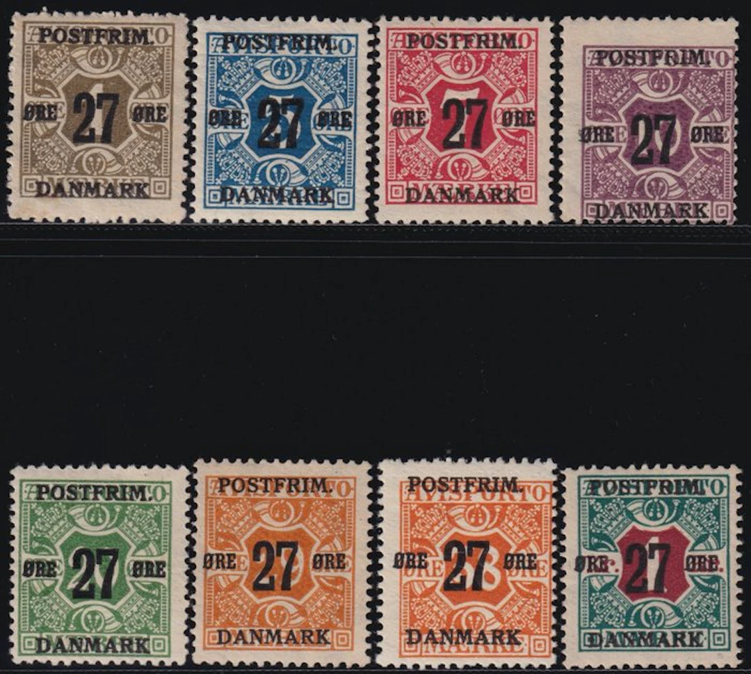Denmark 1918/26 - Giornali Series of 8 values + Service...