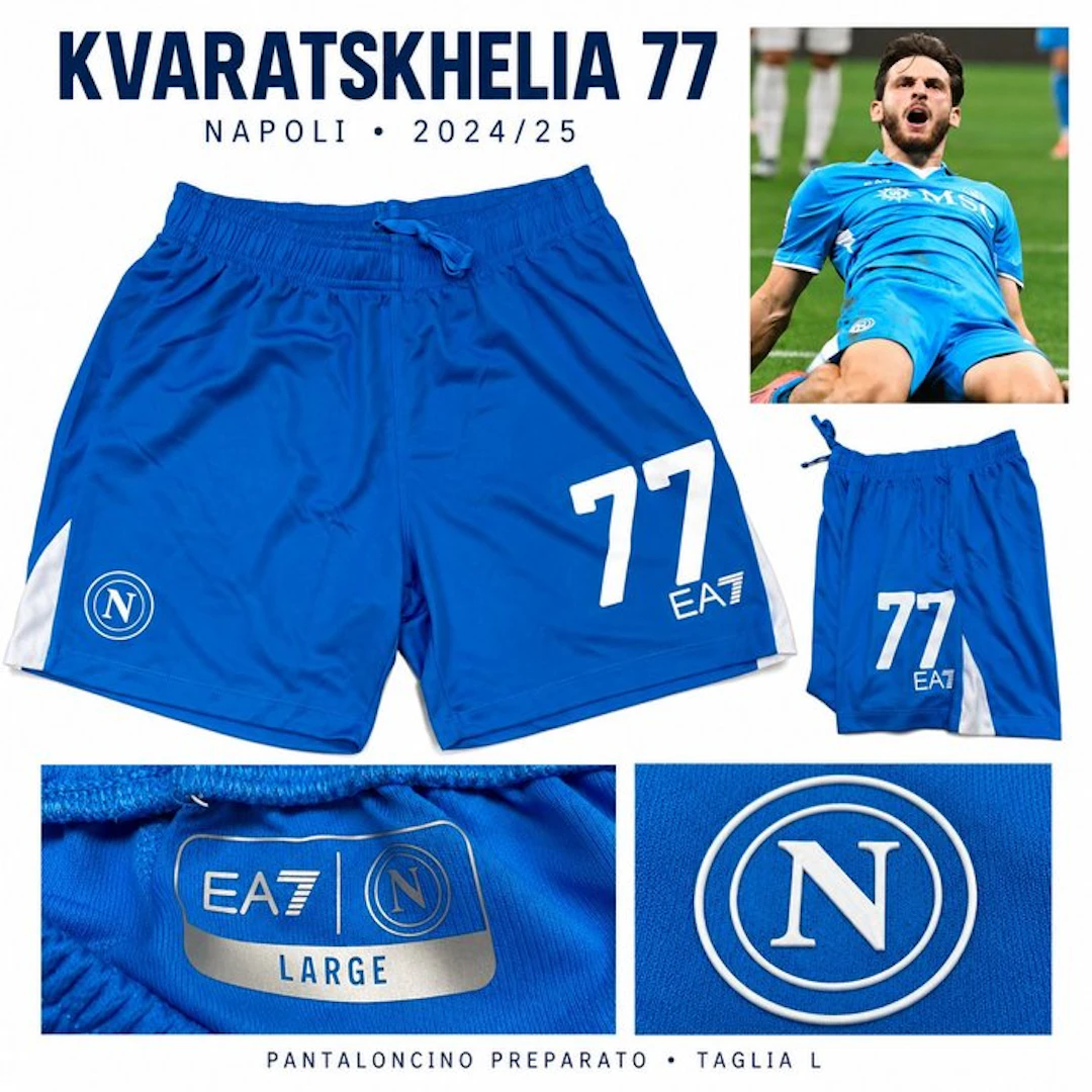 Kvaratskhelia 77 – Napoli 2024/25 – Pantaloncino...