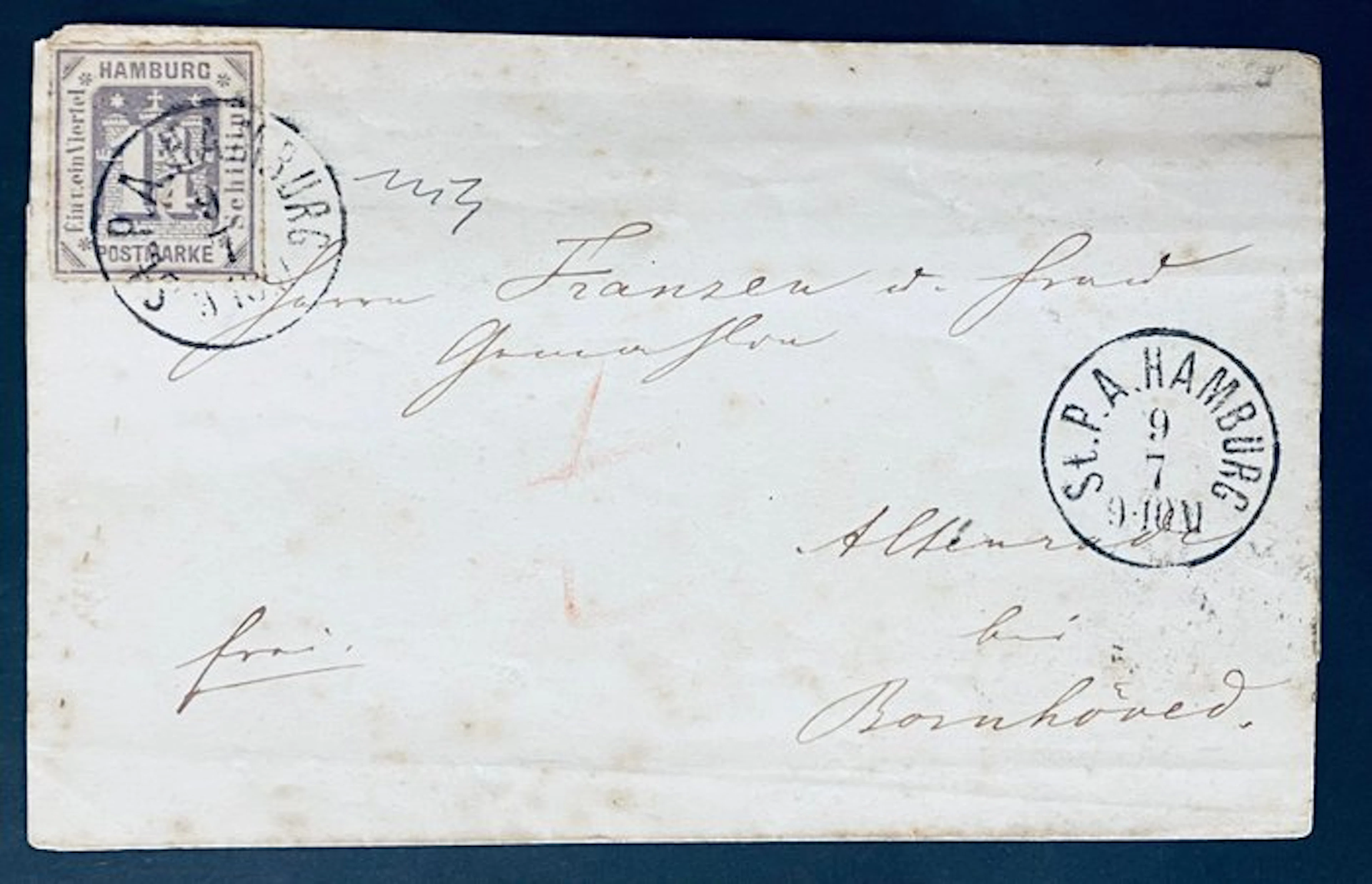 Germany 1865/1866 - Germany 1 1/4 shilling 1866 Hamburg rare letter
