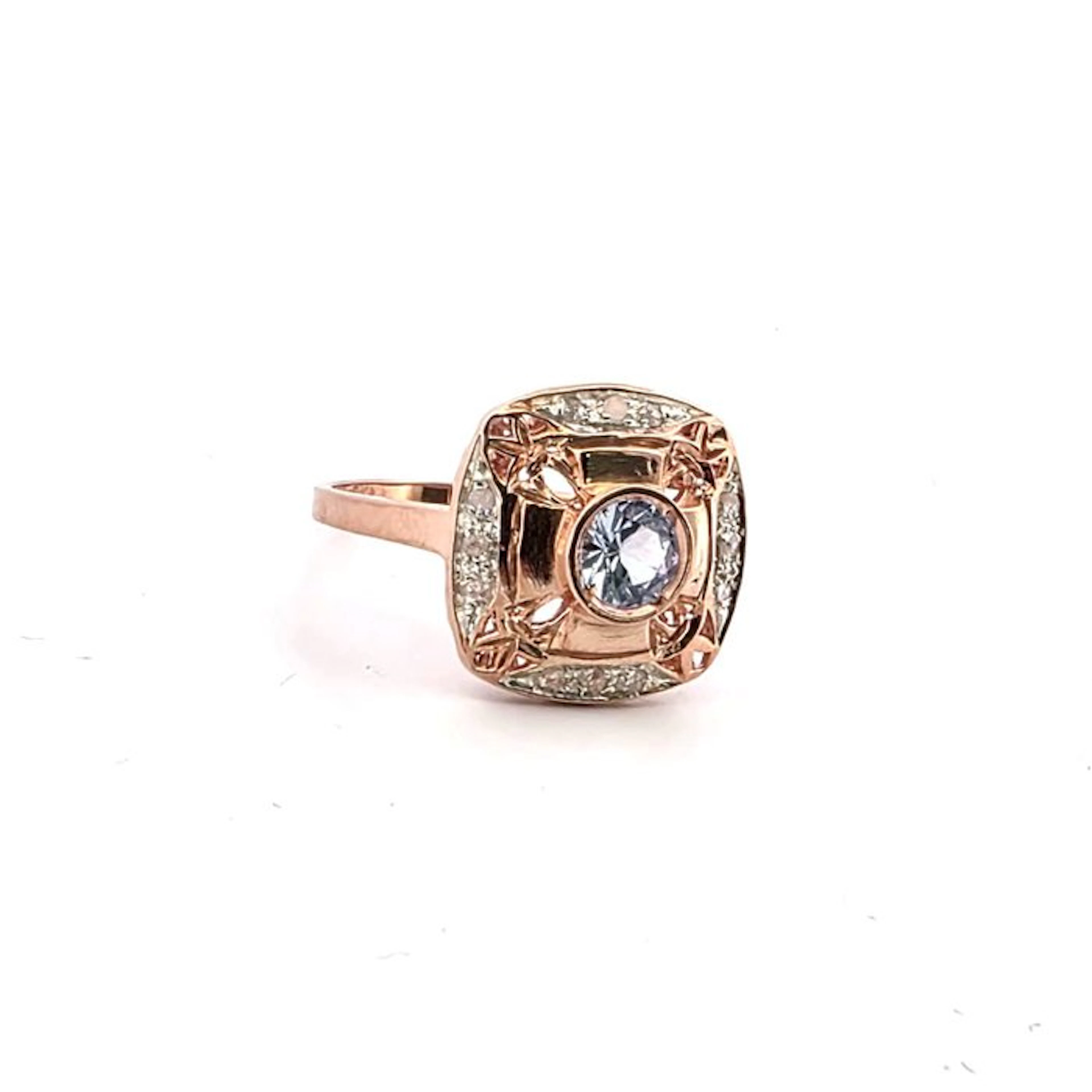 No reserve price - Ring - 9 kt. Rose gold, Silver Spinel - Diamond