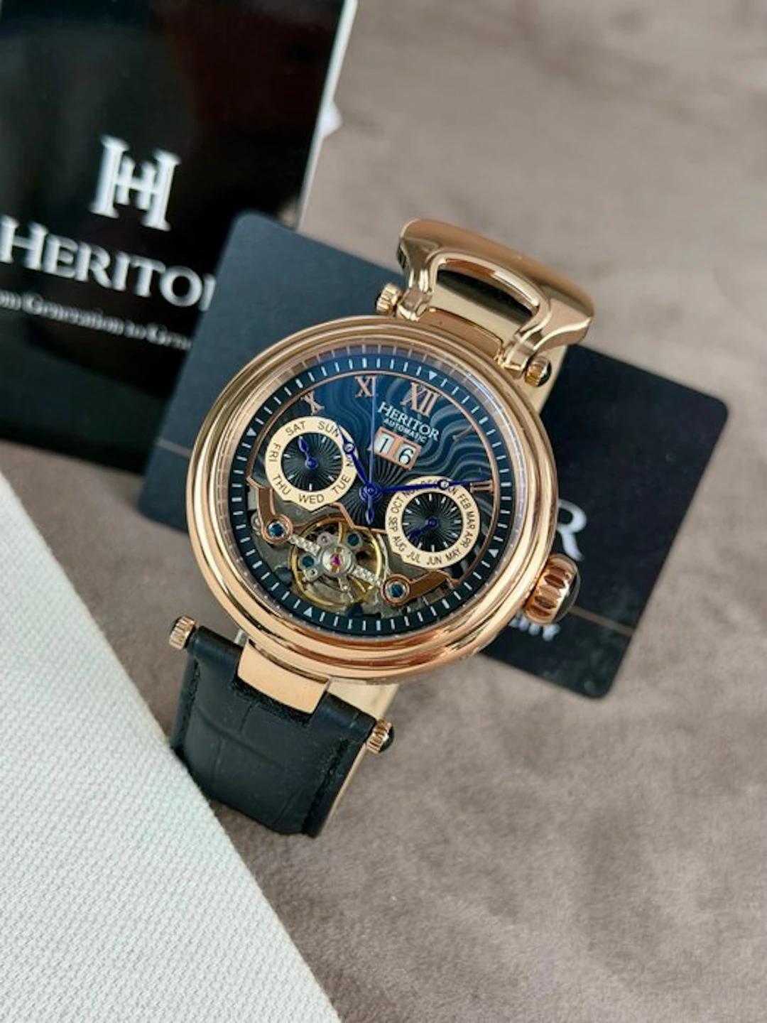 Heritor - Ganzi Triple Date Automatic Open Heart...