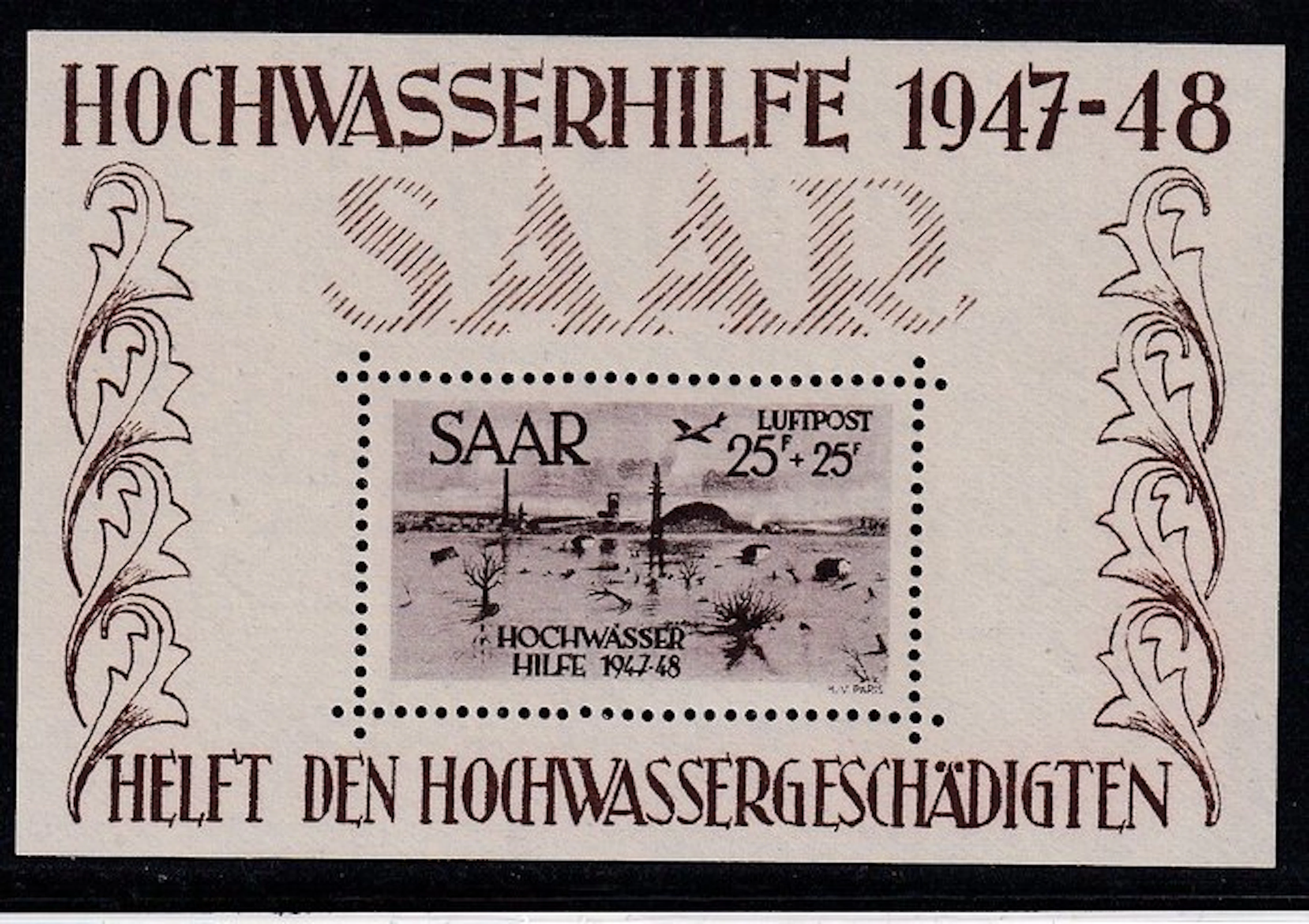 Saarland 1948 - Block edition: flood relief. Approved: C. Ney - Michel: 2