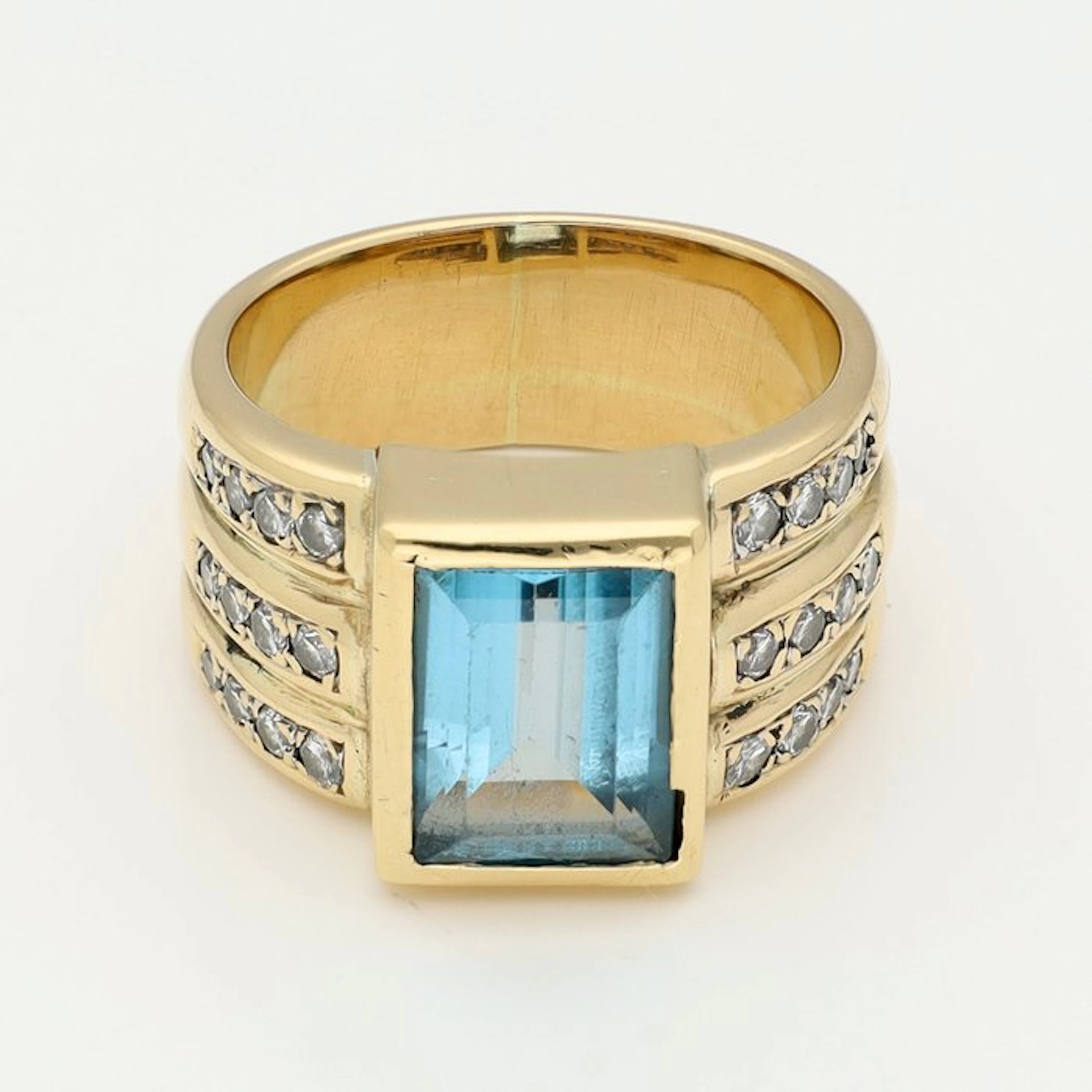 Ring - 18 kt. Yellow gold Topaz - Diamond