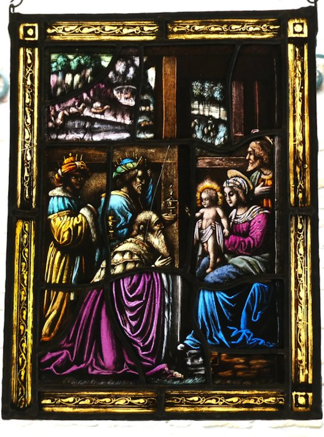Stained glass window - Handvervaardigd - 1940-1950 - Adoration of the Nativity