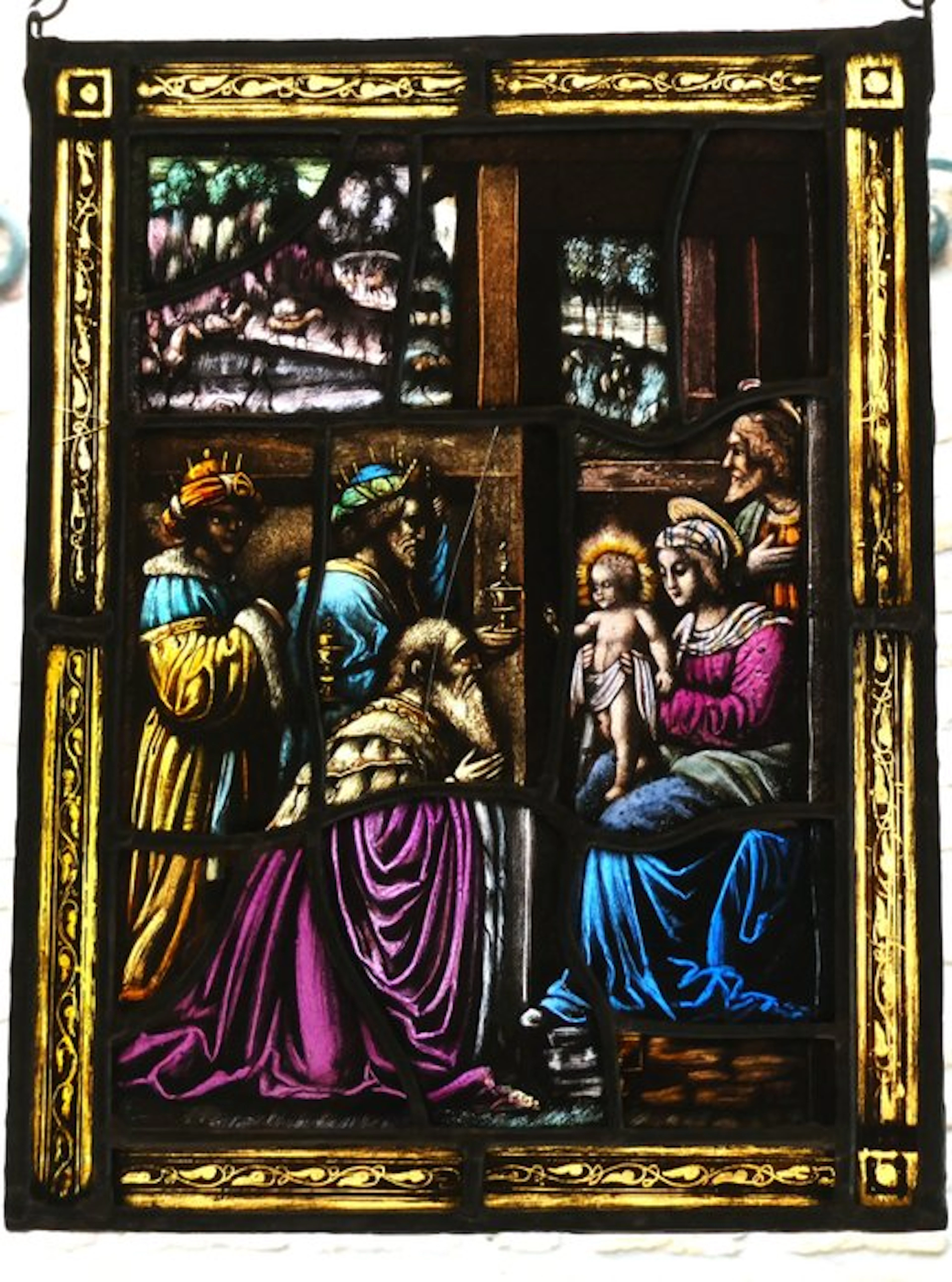 Stained glass window - Handvervaardigd - 1940-1950 - Adoration of the Nativity