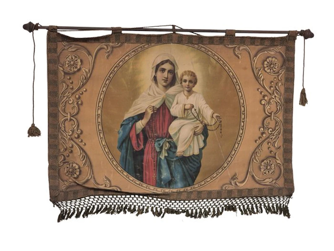 Processional banner - Madonna with Child Jesus - 77 cm - Canvas - 1940-1950