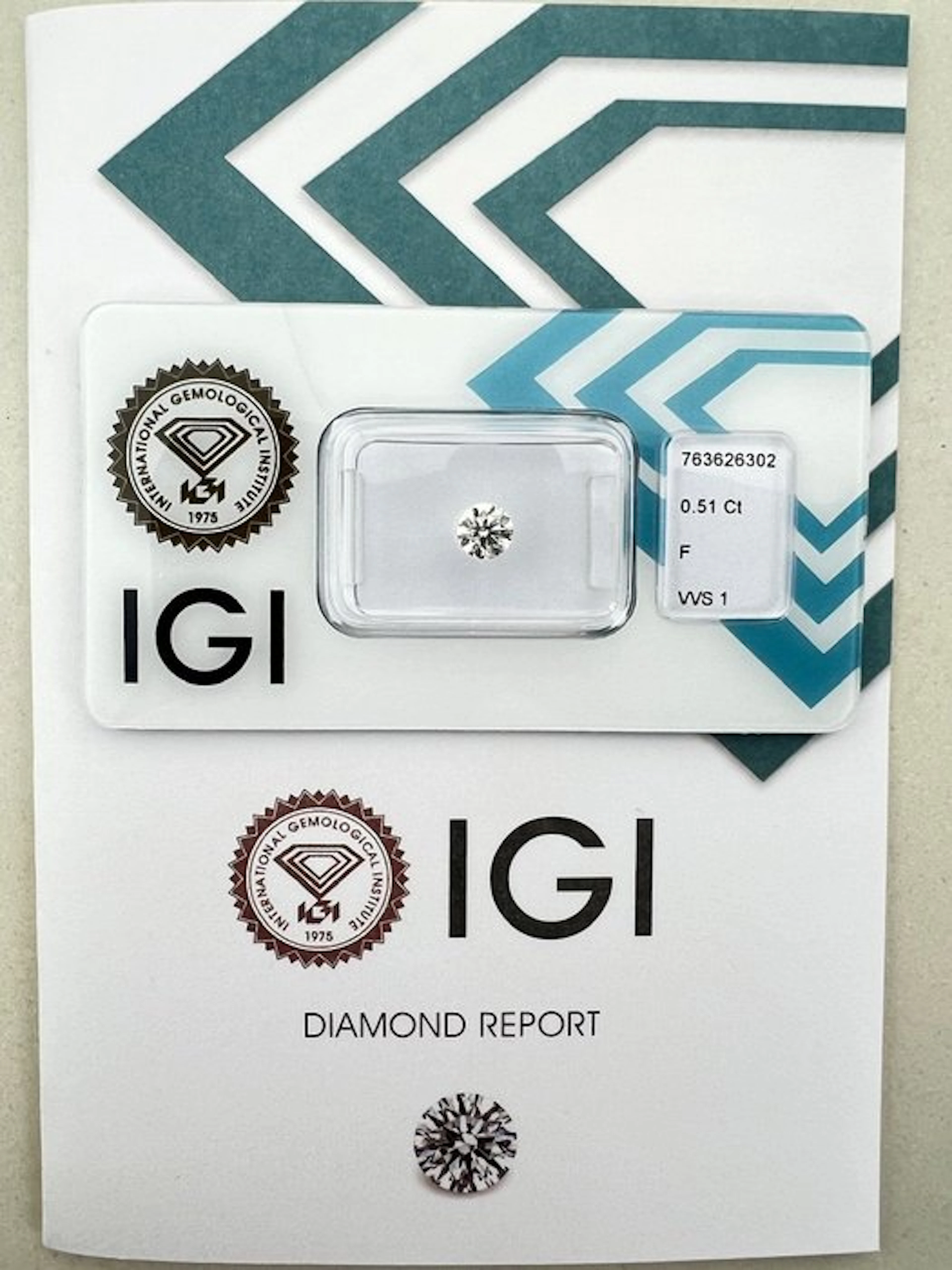 1 pcs Diamond (Natural) - 0.51 ct - Round - F - VVS1...