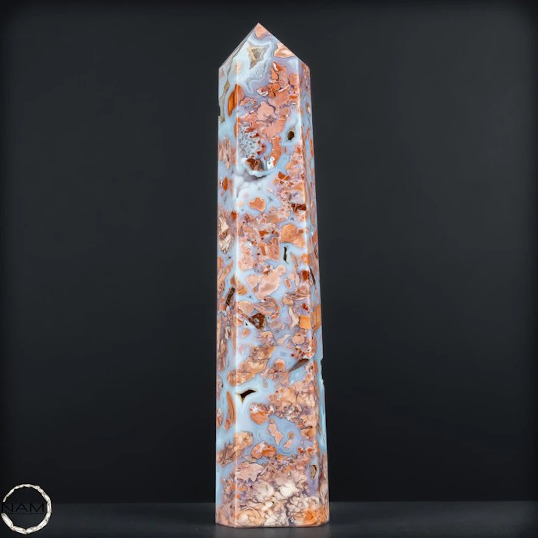 Rare Natural Cotton Candy Agate Obelisk- 544.91 g
