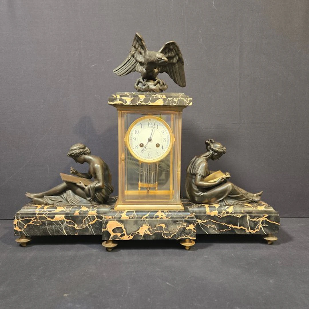 Table clock Empire - Patinated bronze - 1850-1900 - The Study and Philosophy
