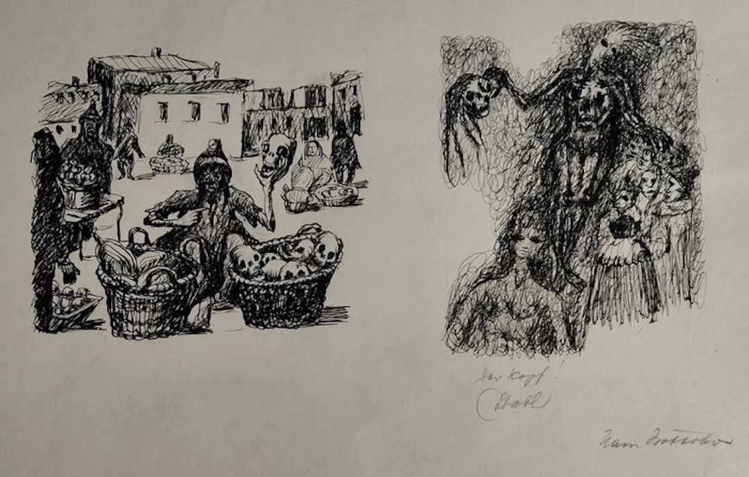 Hans Böttcher (1897–1986) - Totenköpfe zu verkaufen, ink