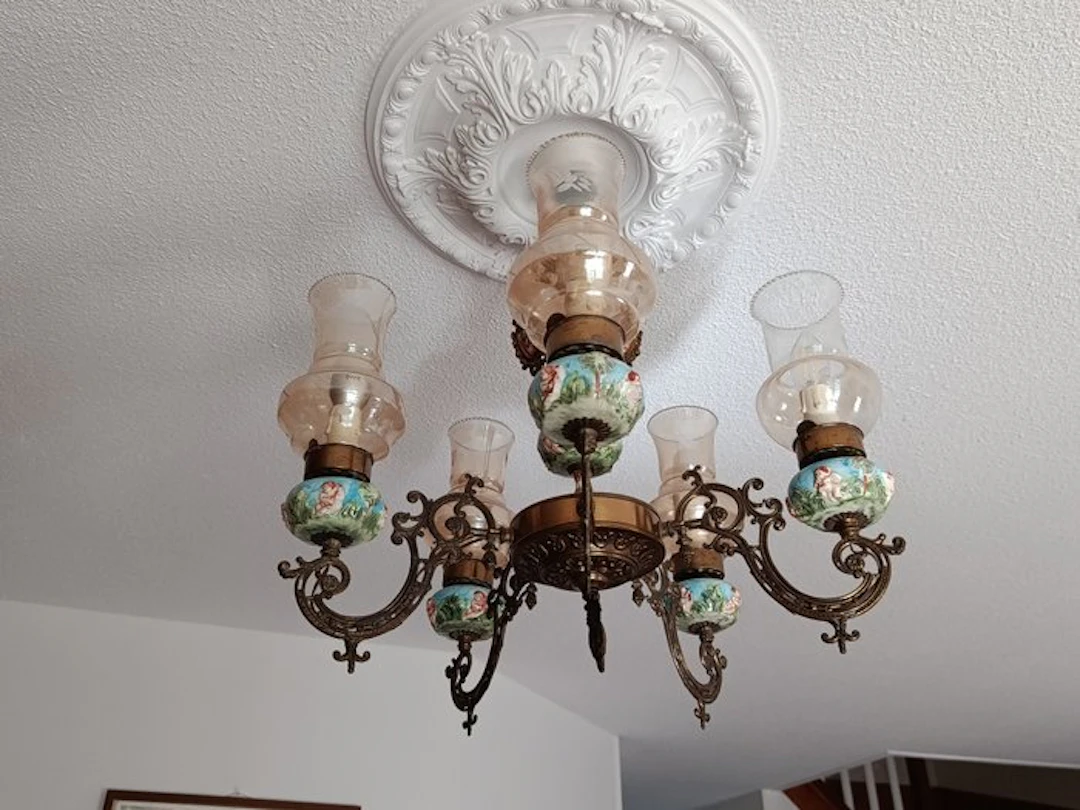 Chandelier - Brass, Ceramic, Copper