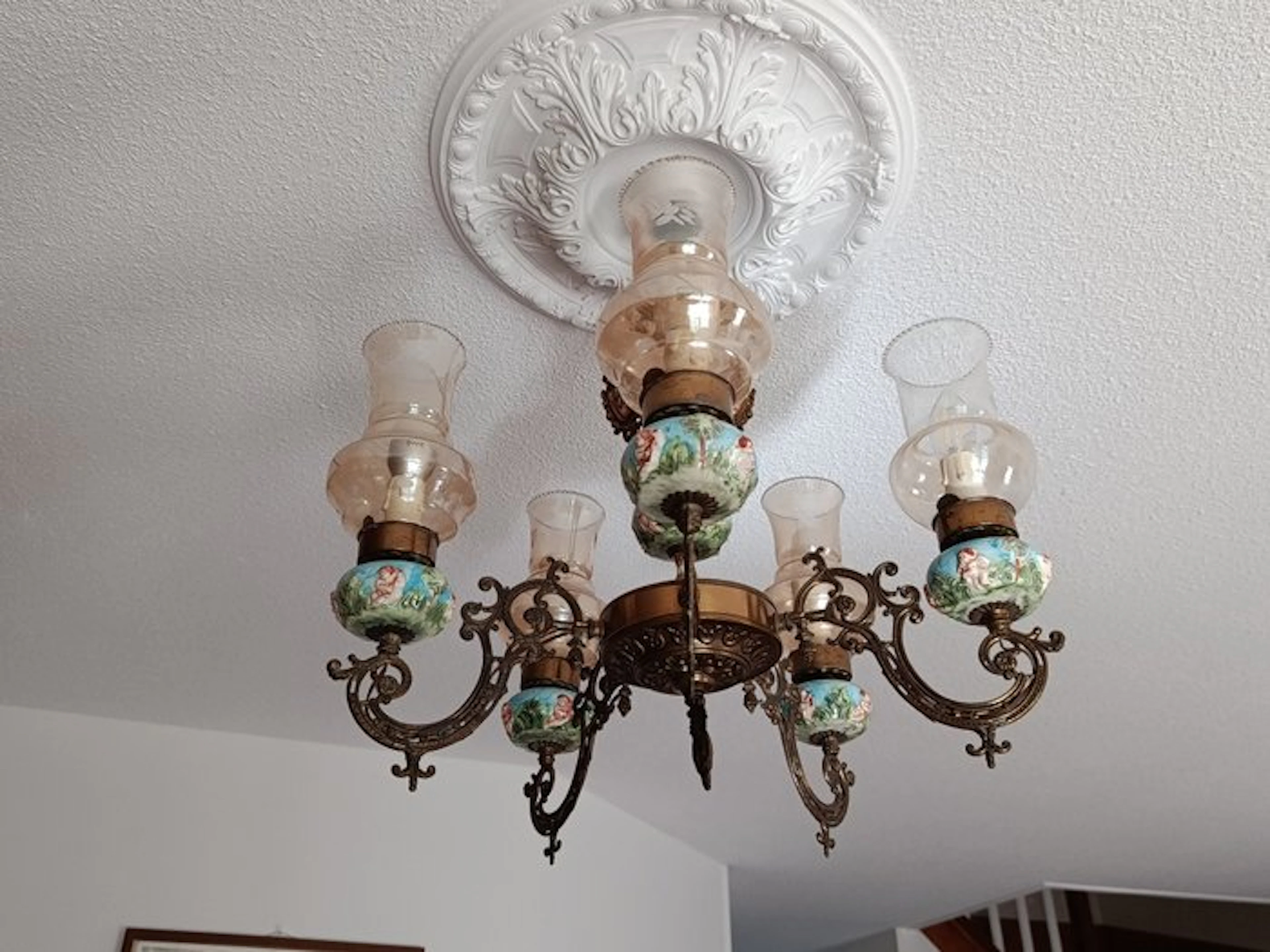 Chandelier - Brass, Ceramic, Copper
