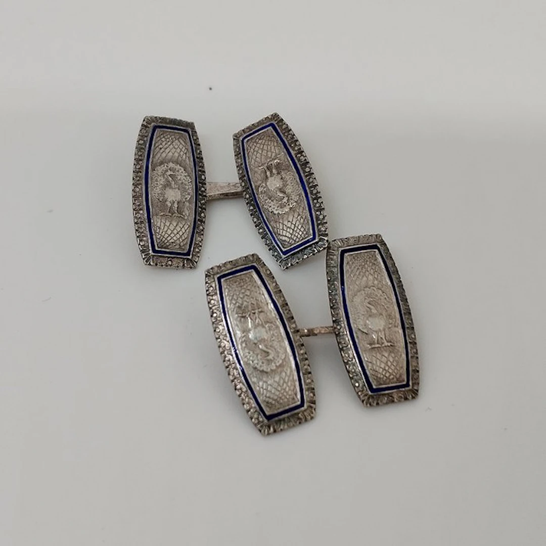 Silver - Cufflinks - Peacock cufflinks - Asia