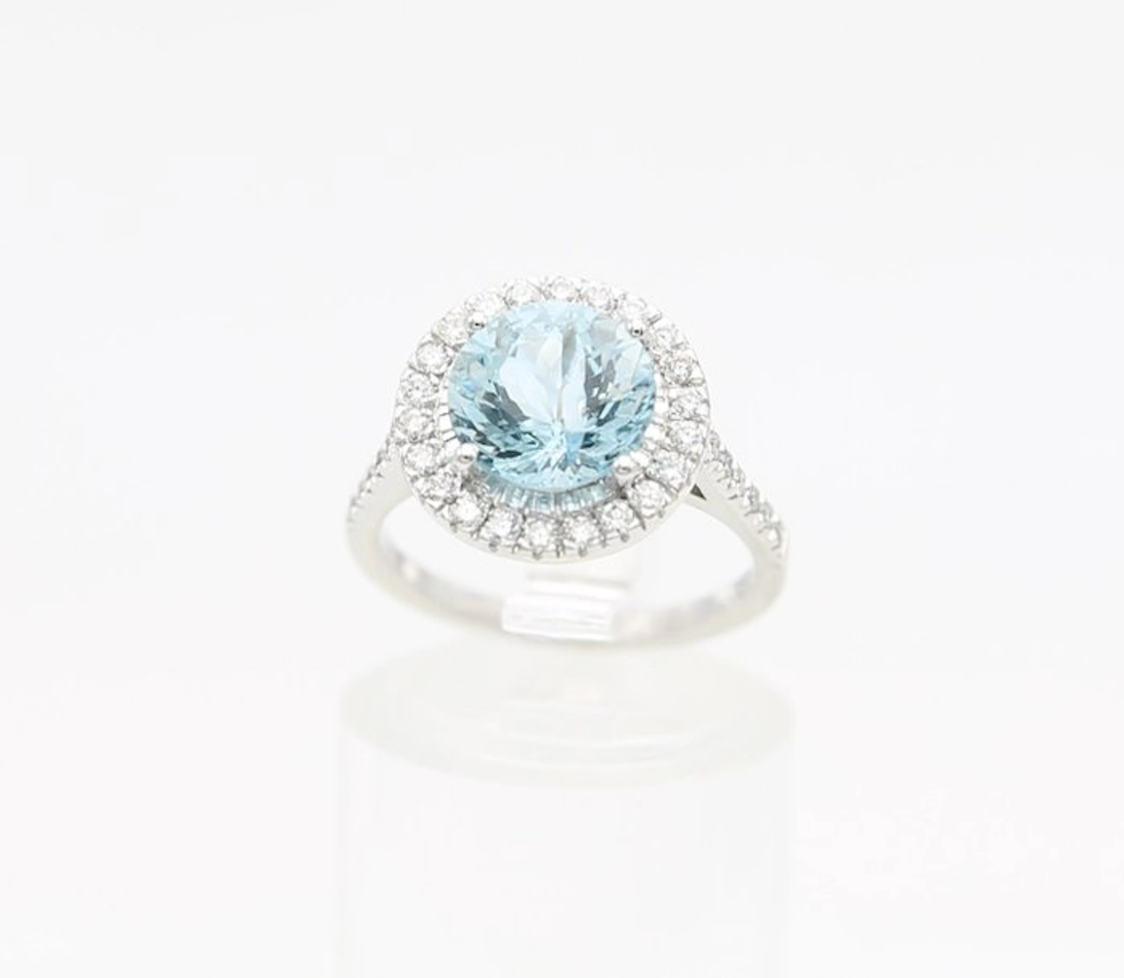 Ring - 18 kt. White gold Aquamarine - Diamond