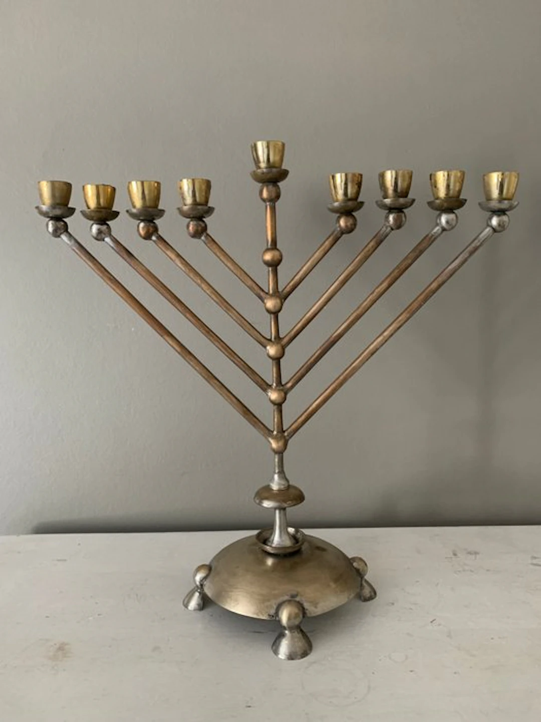 Menorah - Brass, nickel - Hanukkah Menorah
