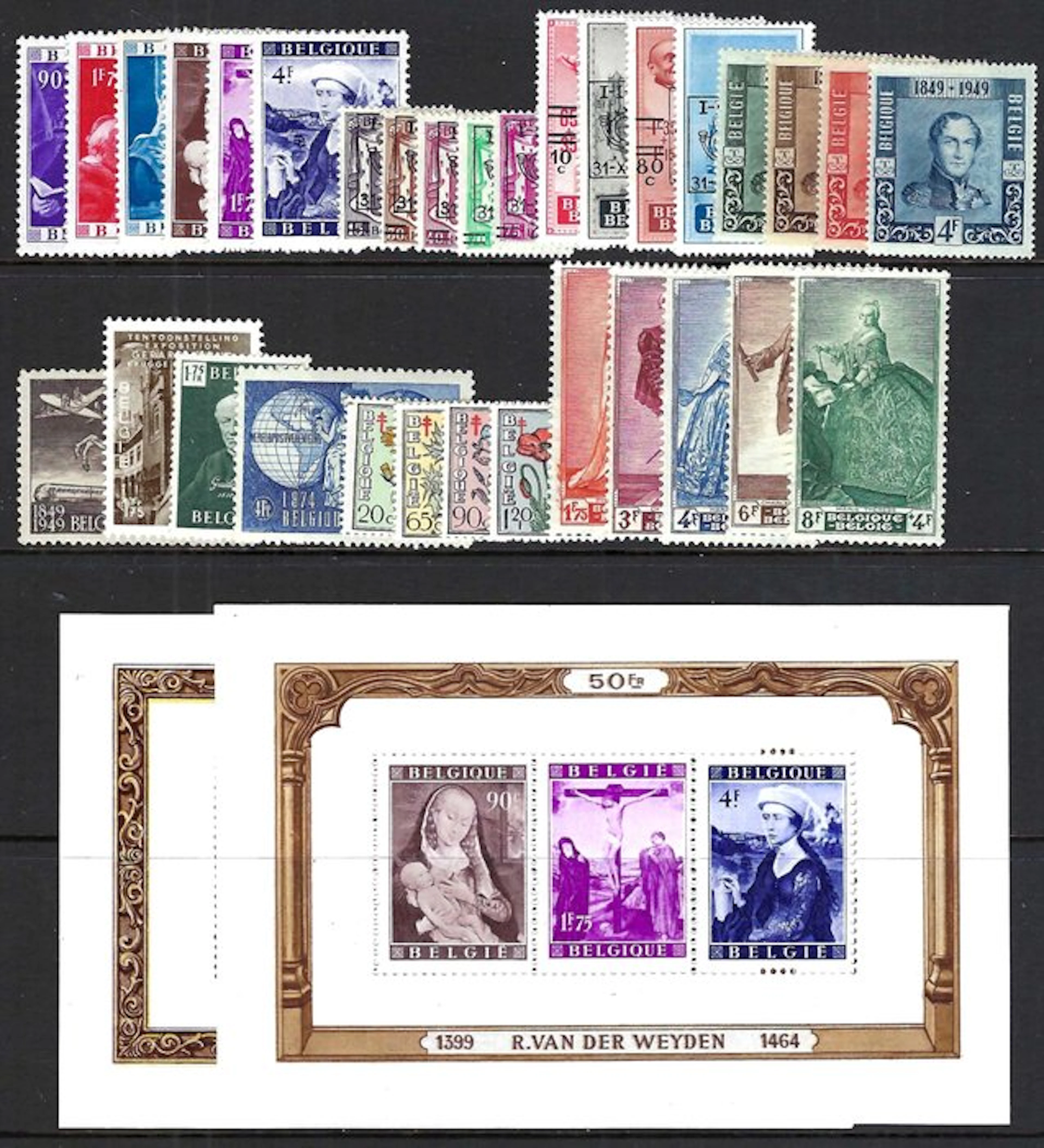 Belgium 1949 - the complete year issue with the blocks...