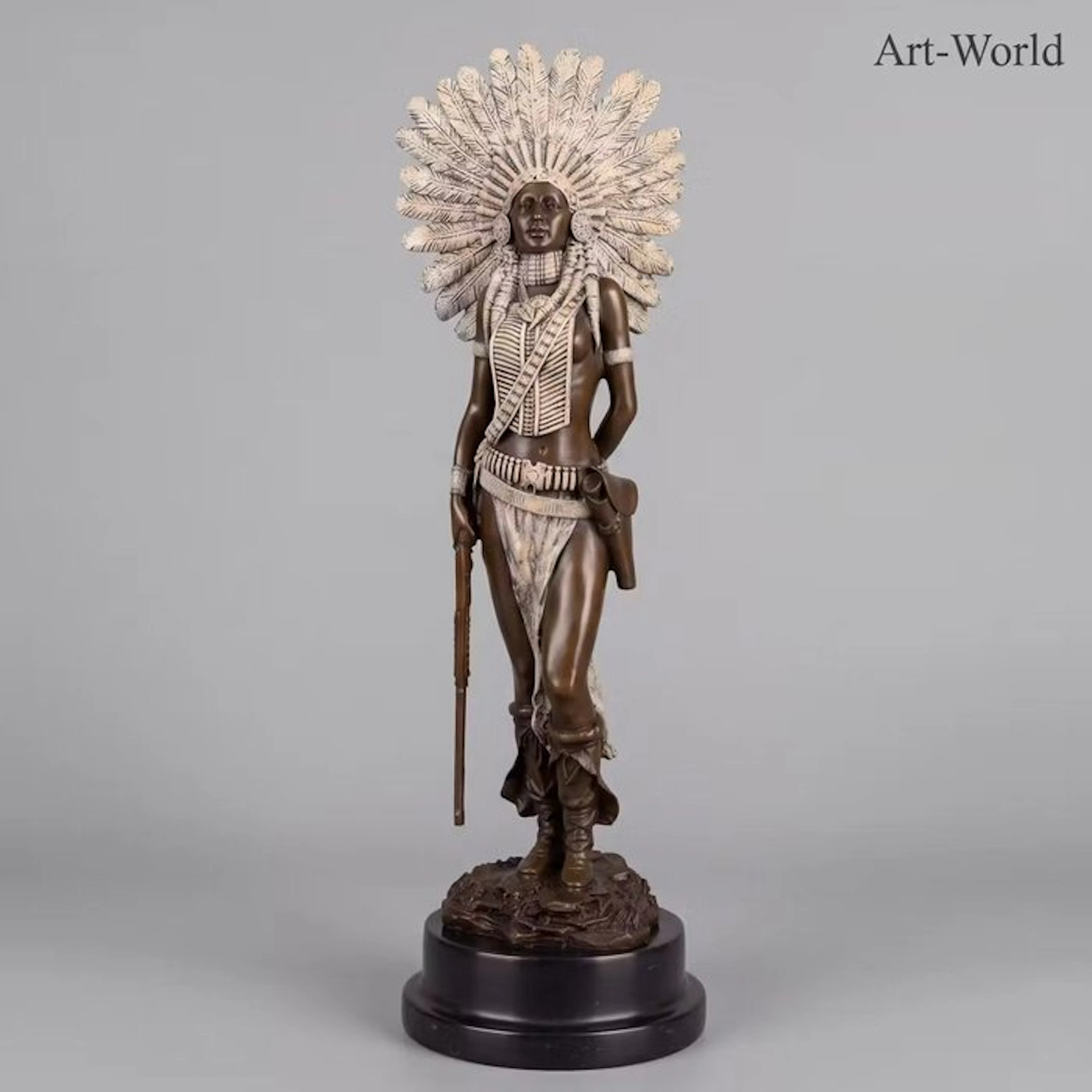 Statue, Indiaanse Vrouw 45.5 cm / 5.1 kg - 45.5 cm - Bronze, Marble