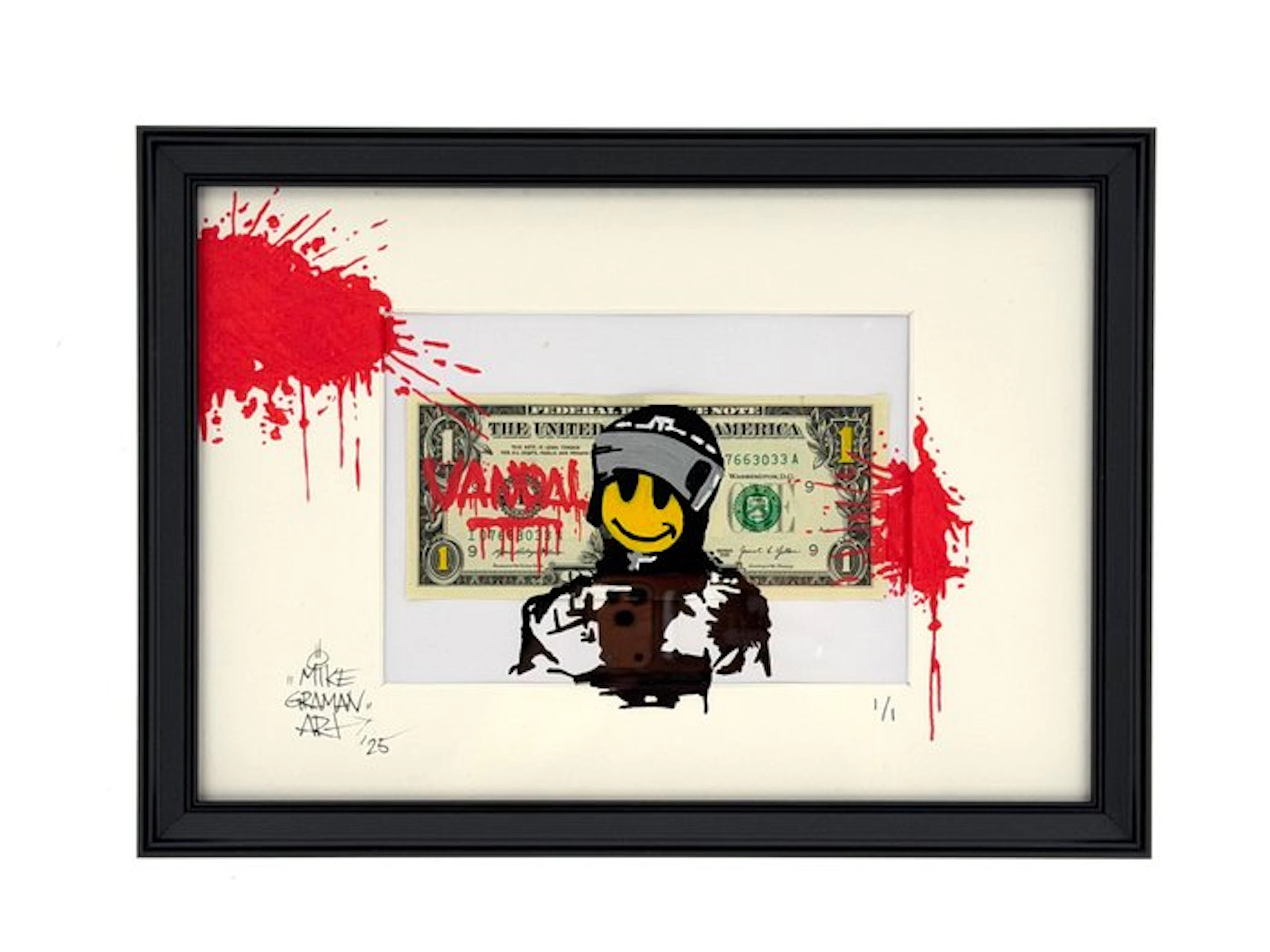 Mike Graman (1977) - Smile Cop Vandal - Dollar art (Banksky Homage)