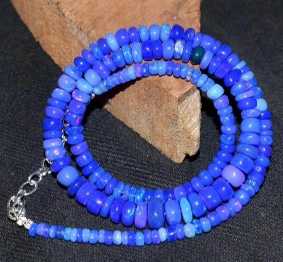 Natural Opal Necklace AAA+Blue 39 Carats- 10 g - (1)