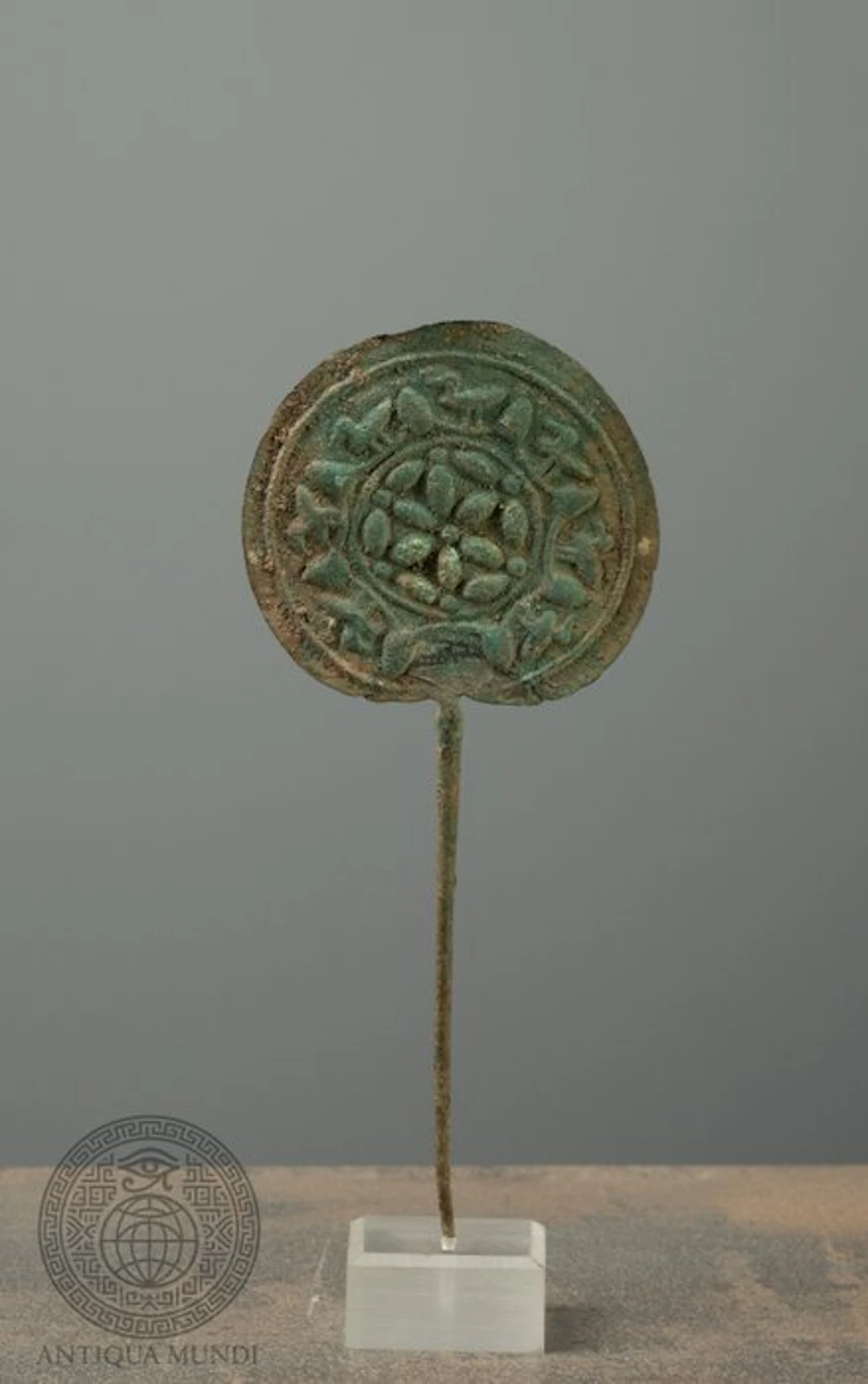 Western Asiatic Bronze Bronze Disc-Headed Pin with Floral...