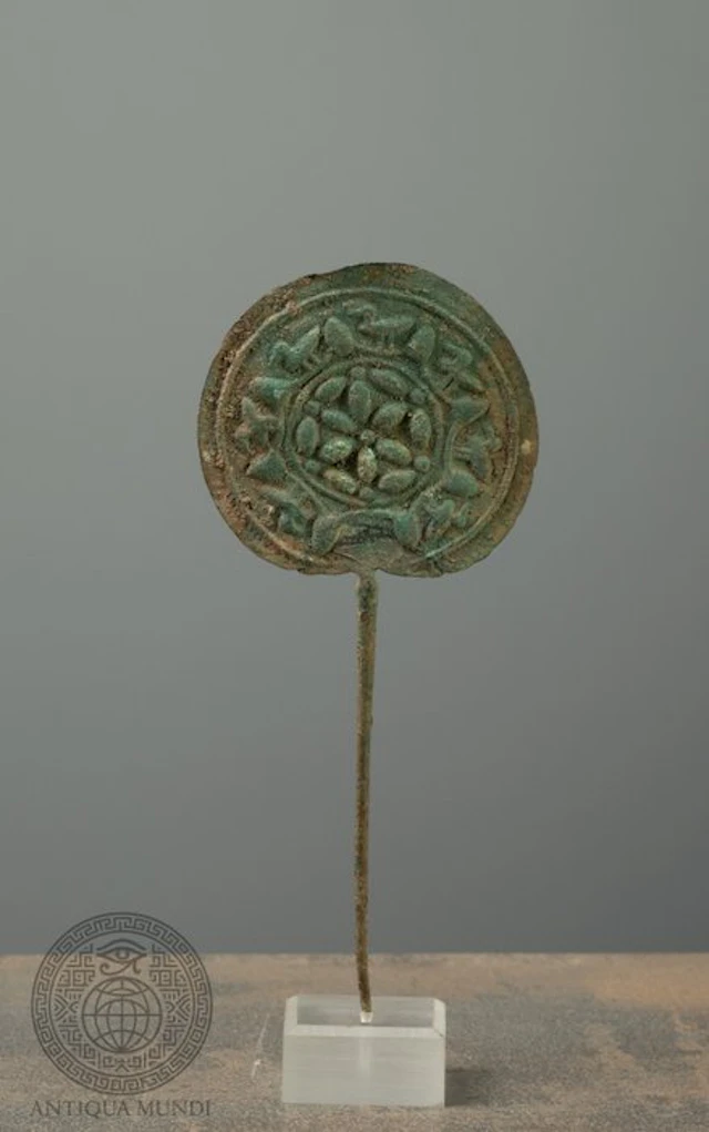Western Asiatic Bronze Bronze Disc-Headed Pin with Floral...