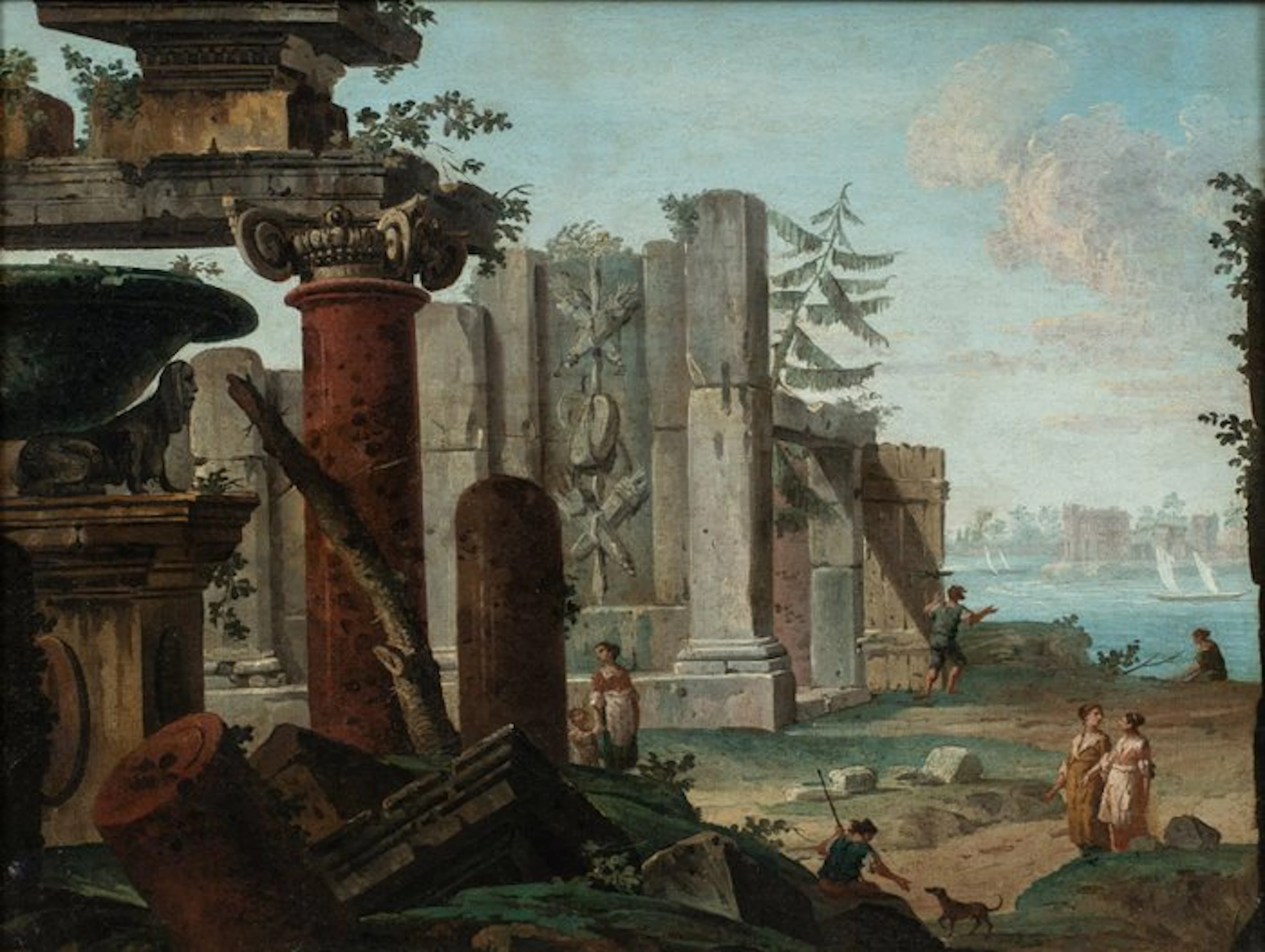 Antonio Joli (1700-1777) - Architectural Capriccio with Ruins and Figures