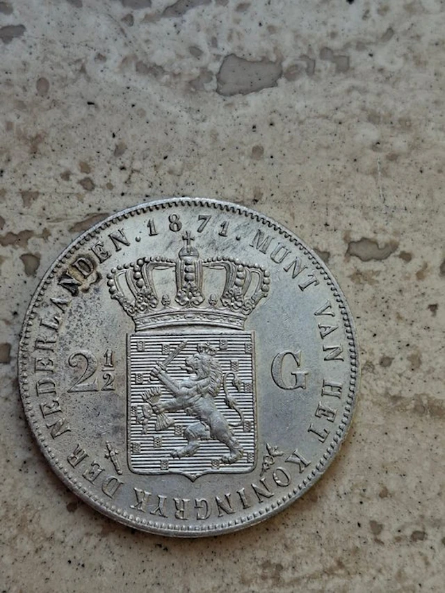 Netherlands. Willem III. 2 1/2 Gulden 1871 (No reserve price)