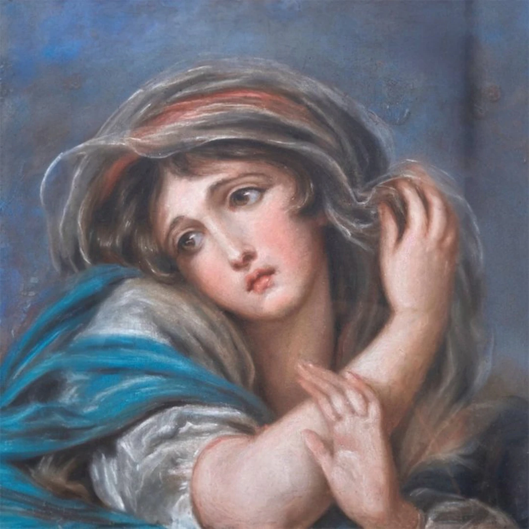 In the style of Jean-Baptiste Greuze (XIX) - Portrait of a young woman