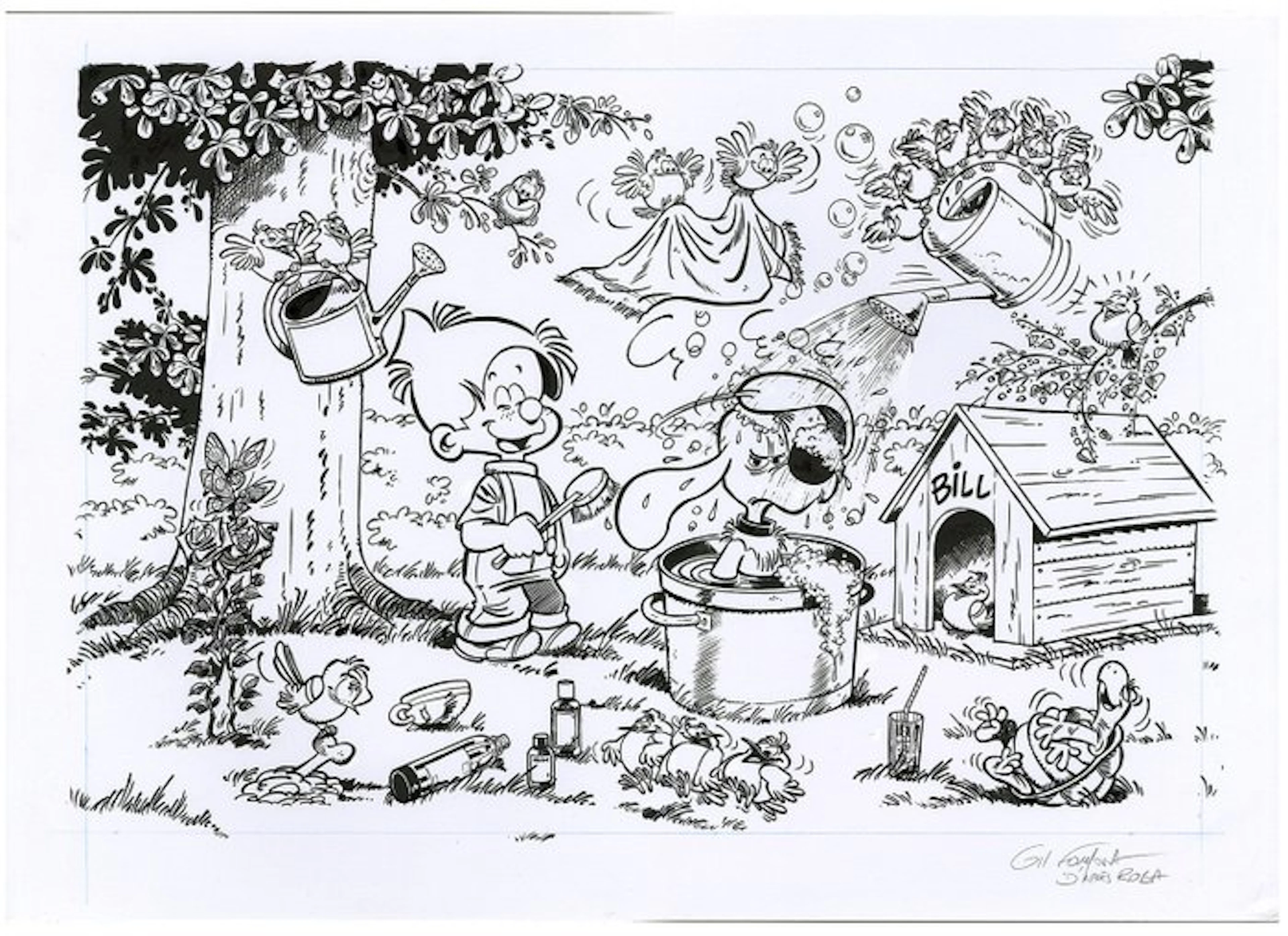 Formosa, Gil - 1 Original drawing - Boule & Bill - Boule et Bill - Bain
