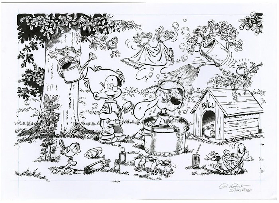 Formosa, Gil - 1 Original drawing - Boule & Bill - Boule et Bill - Bain