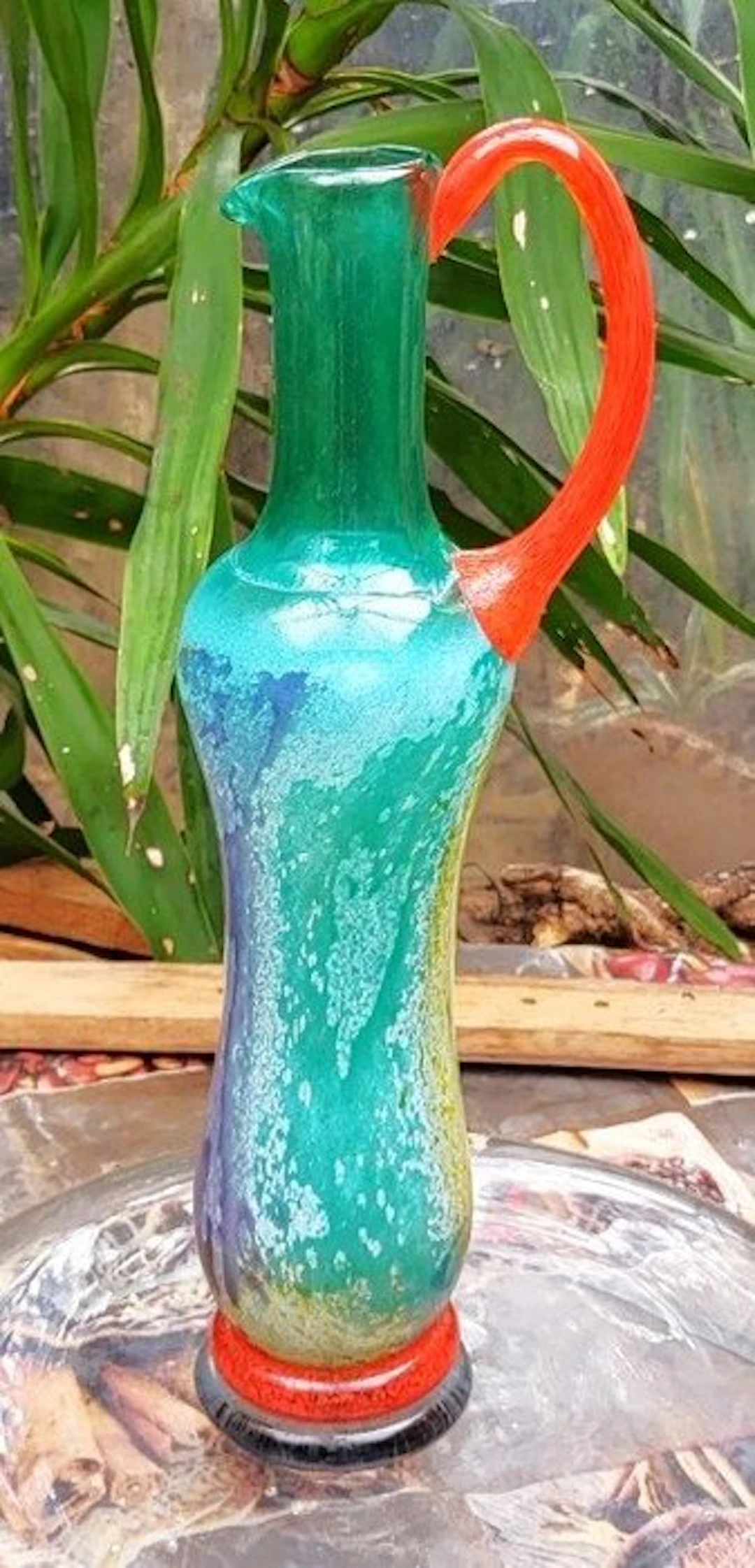 Kosta Boda - Ewer - Art glass pitcher in turquoise/green...