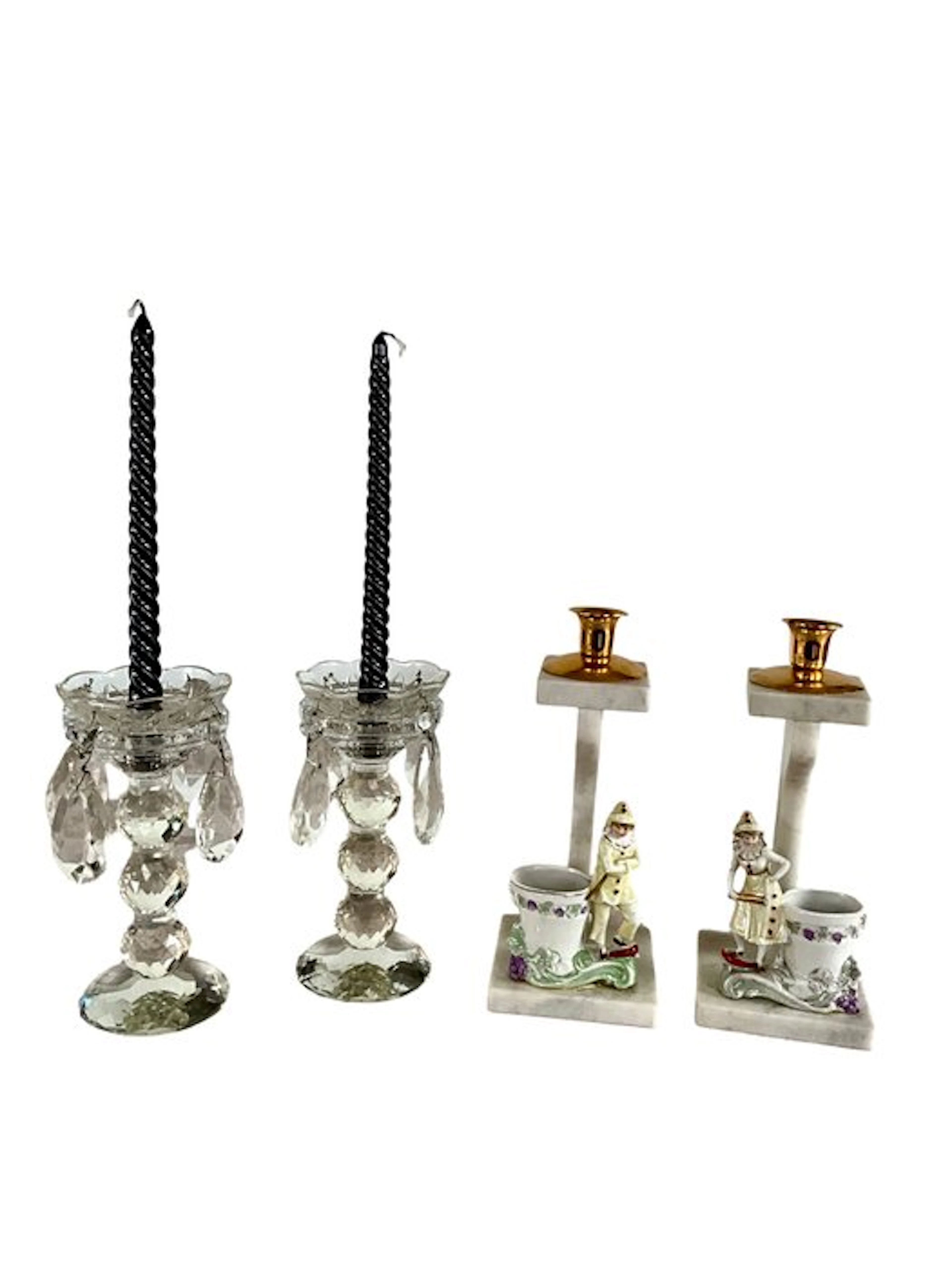 Taperstick (4) - Crystal, Glass, Marble, Porcelain, Metal