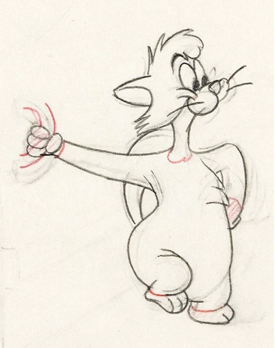 Walt Disney - Alley Cat Animation Drawing - Puss Café (1950)