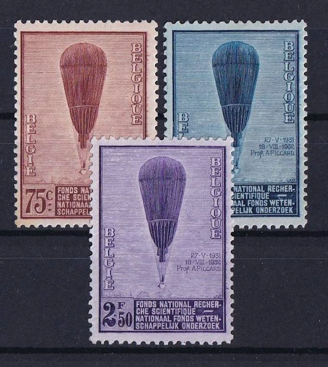 Belgium 1932 - Piccard Balloon series - mint - OBP/COB 353/55